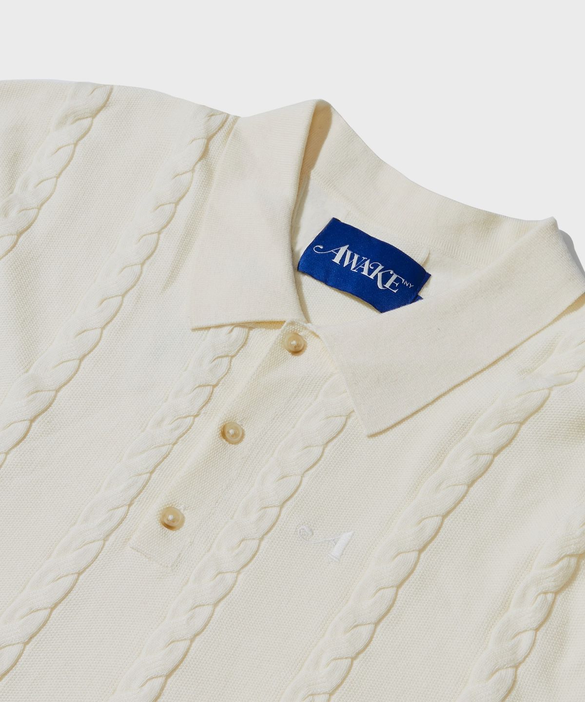 어웨이크 뉴욕(AWAKE NY) (M) 케이블 니트 폴로 아이보리 CABLE KNIT POLO IVORY