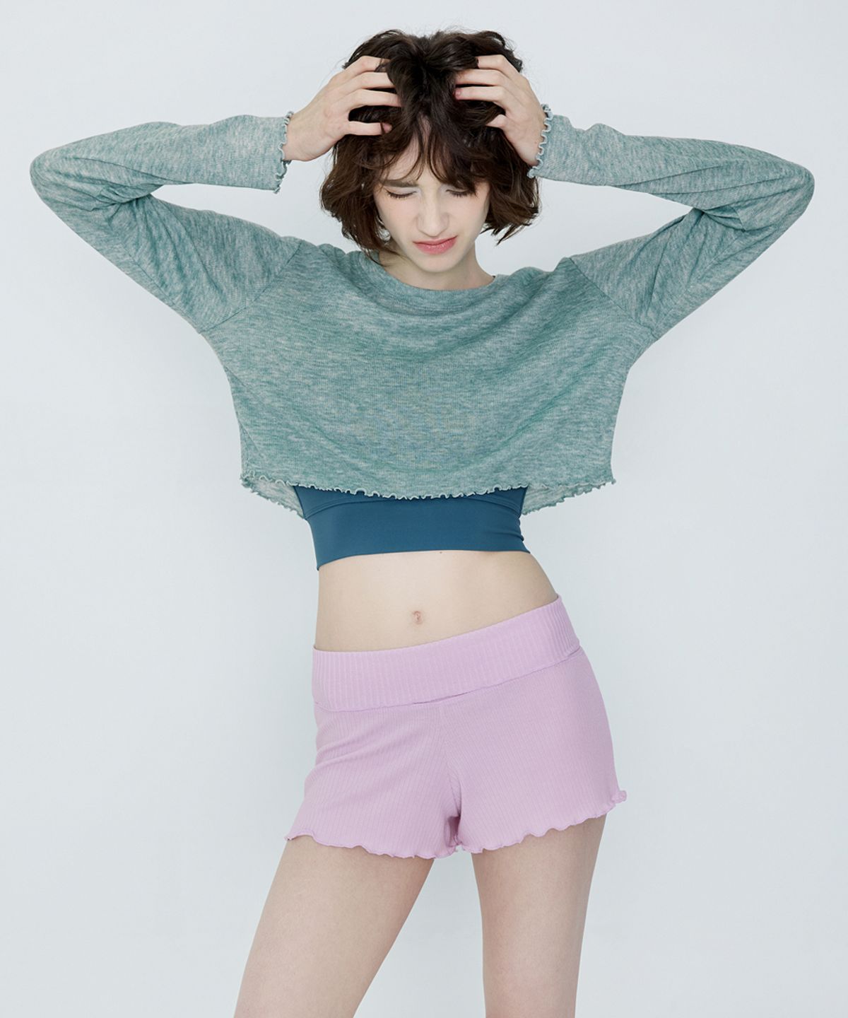 데비웨어(DEVIWEAR) 여성 요가복 DEVI-B0061-라벤더 필라테스 비비아나 골지 쇼츠