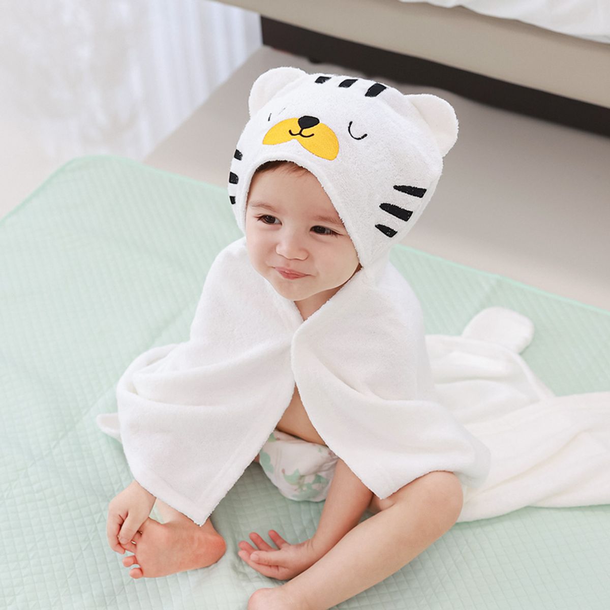맘스네이처(MOMSNATURE) 대나무 후드 아기 목욕가운