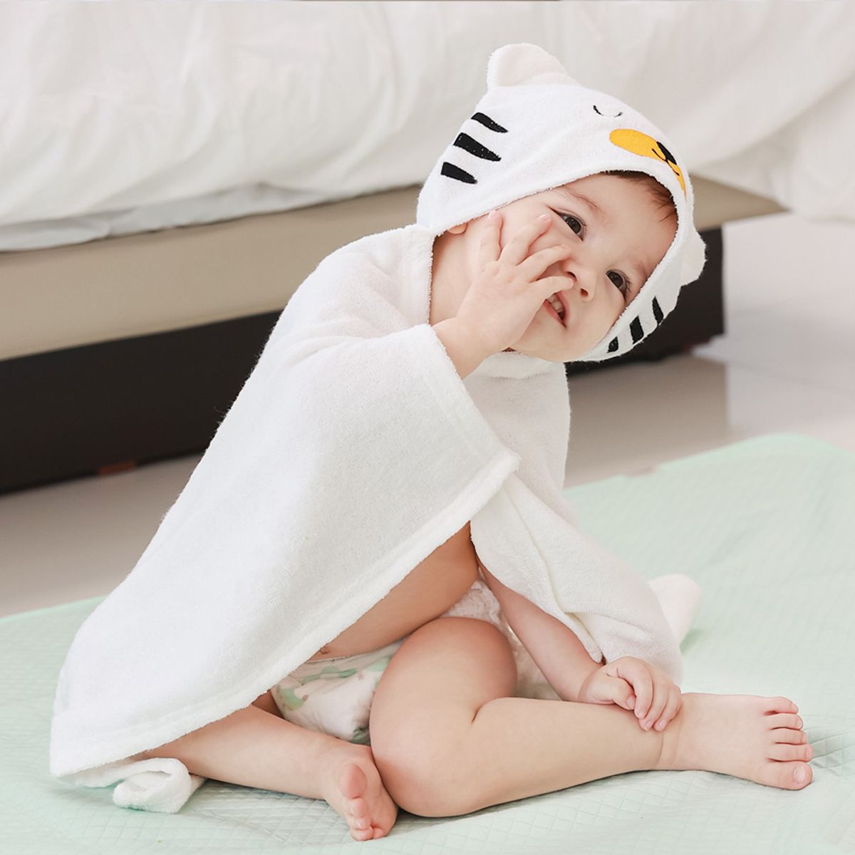 맘스네이처(MOMSNATURE) 대나무 후드 아기 목욕가운