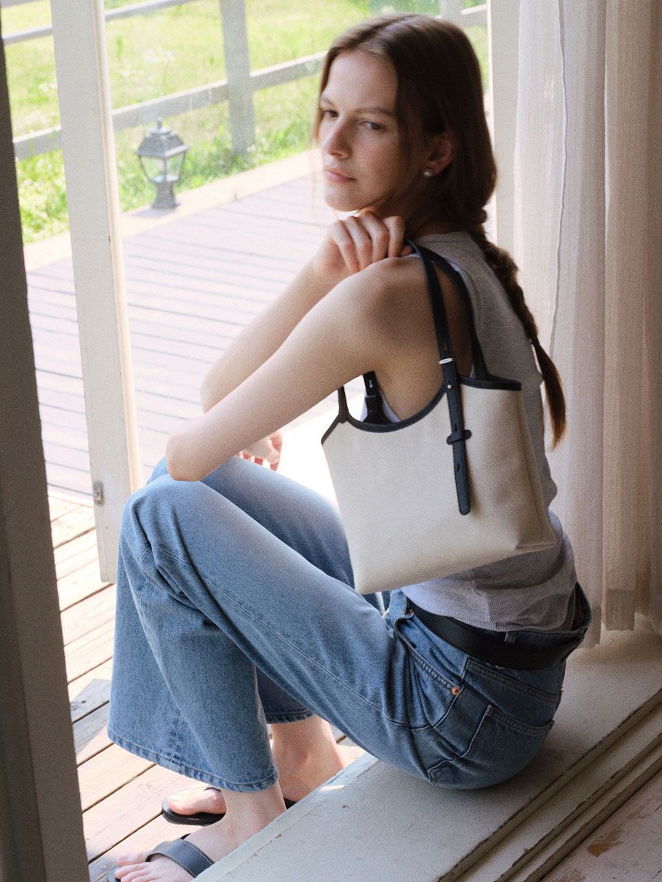 ★DE MERIEL★ 90 Veneta Bag Small Canvas Black Combi MUSINSA | DEMERIEL 90 Veneta Bag Small Canvas Black Combi