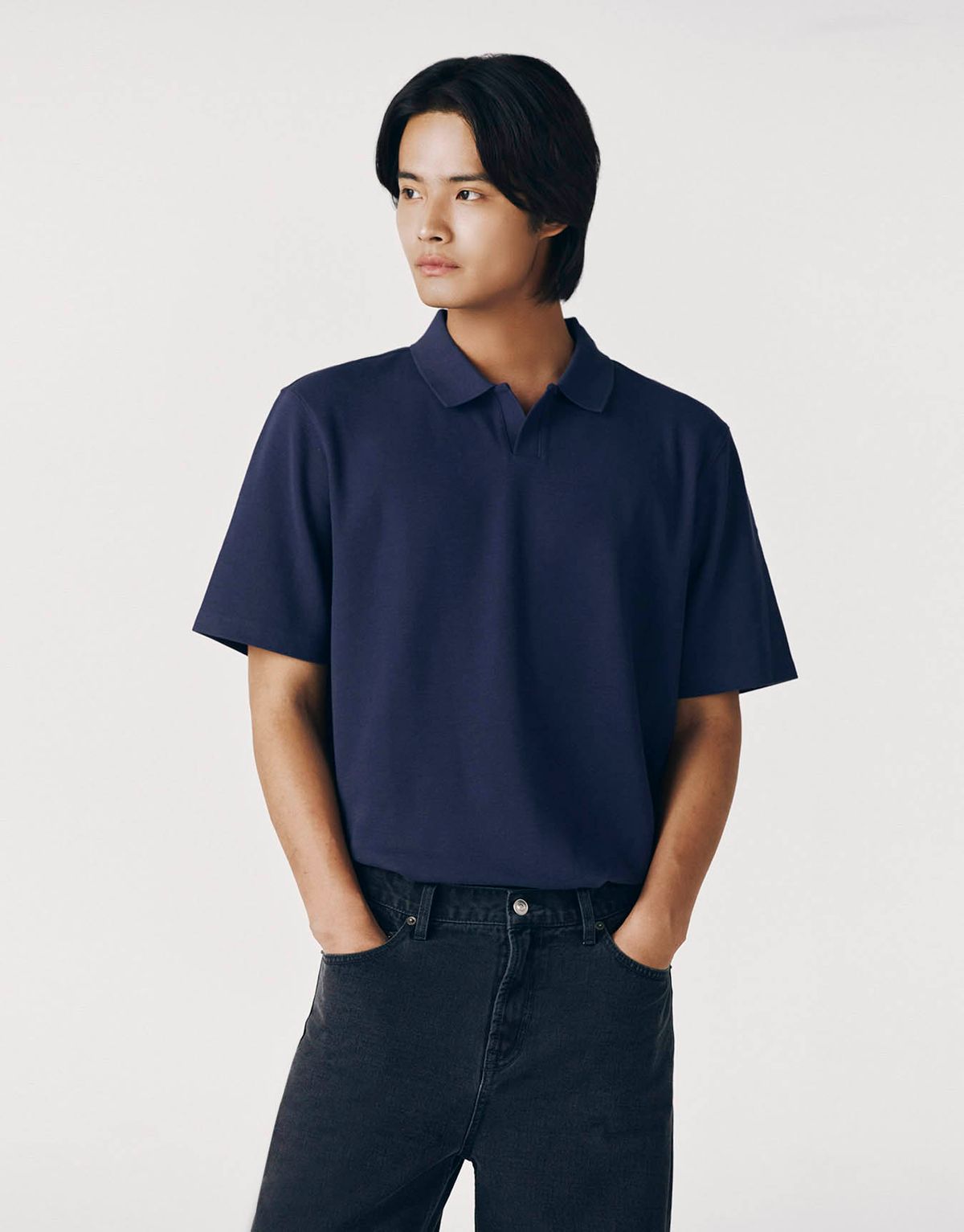 지오다노(GIORDANO) 텍스처 슬릿넥 폴로 반팔 카라티 014901 [6color]