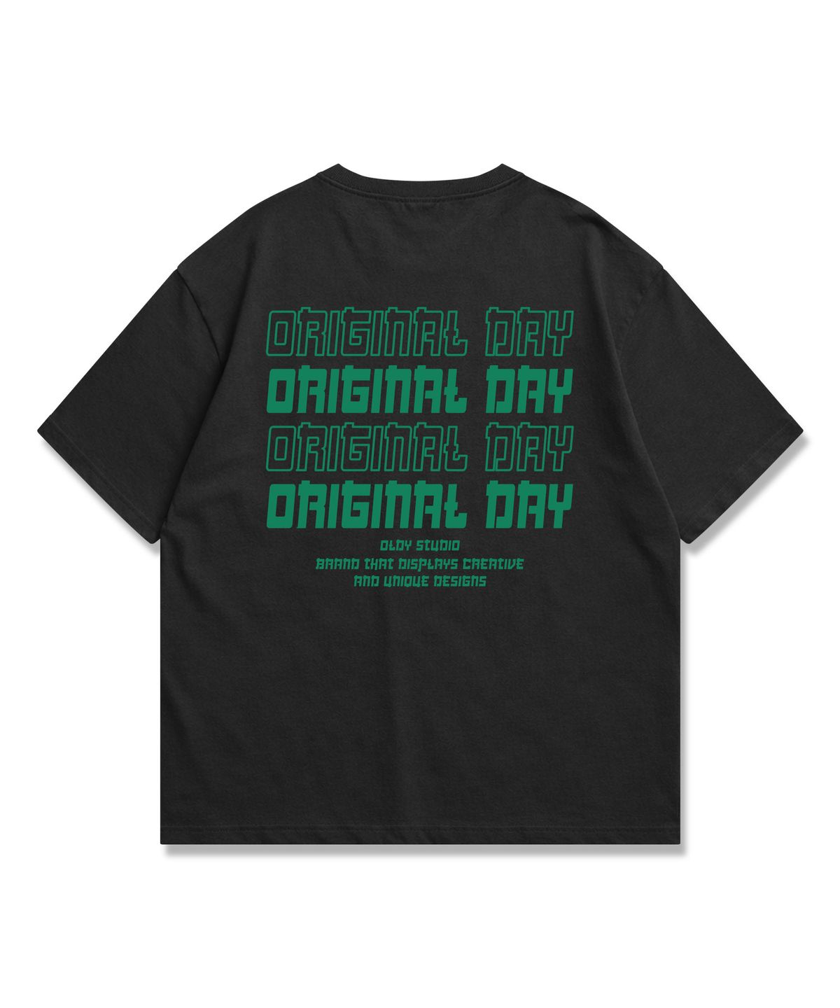 오리지널데이(ORIGINALDAY) Original Color Font 오버핏 반팔 티셔츠 남녀공용 Black(Green)