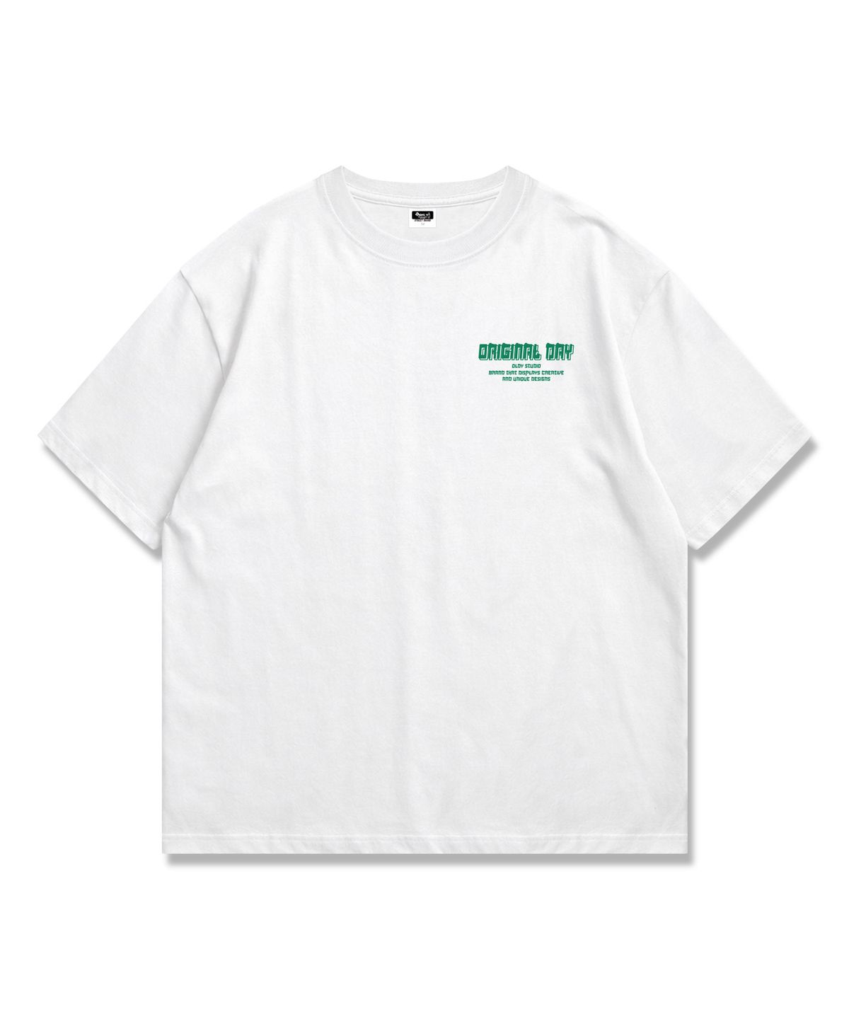오리지널데이(ORIGINALDAY) Original Color Font 오버핏 반팔 티셔츠 남녀공용 White(Green)