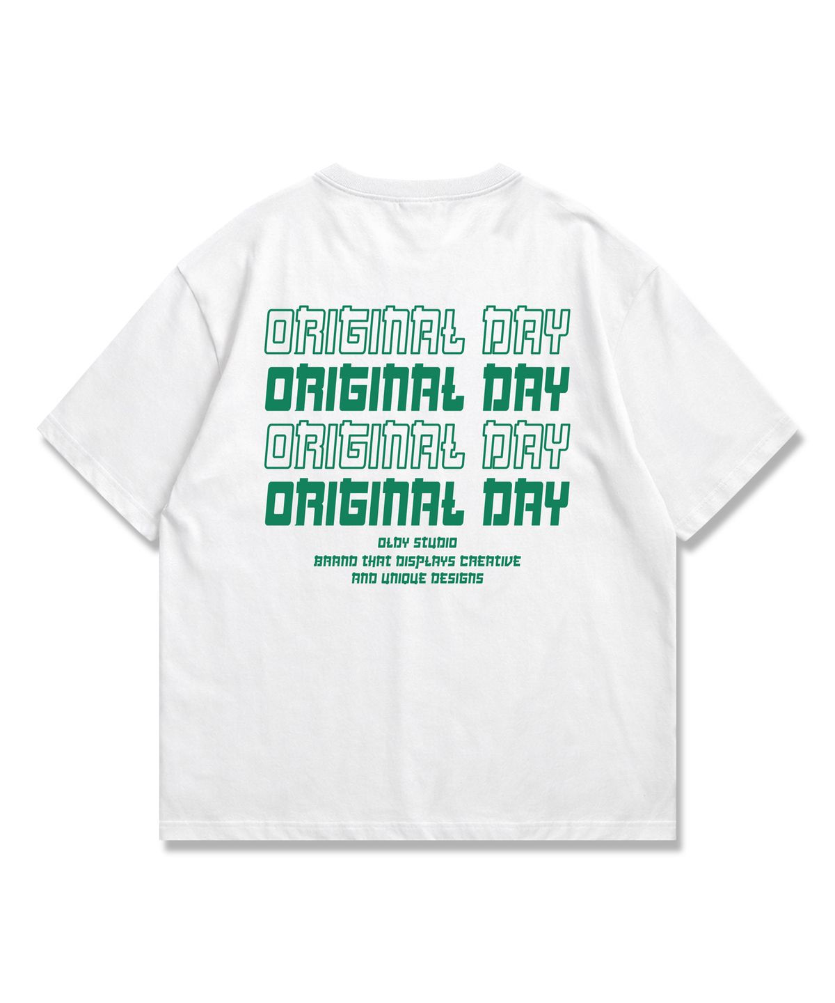 오리지널데이(ORIGINALDAY) Original Color Font 오버핏 반팔 티셔츠 남녀공용 White(Green)