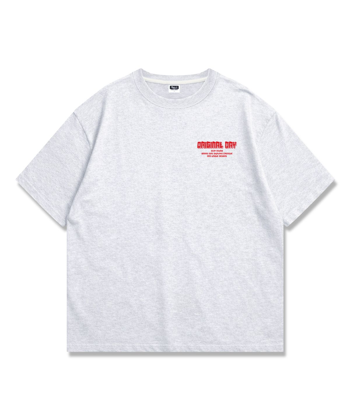오리지널데이(ORIGINALDAY) Original Color Font 오버핏 반팔 티셔츠 남녀공용 White melange(Red)