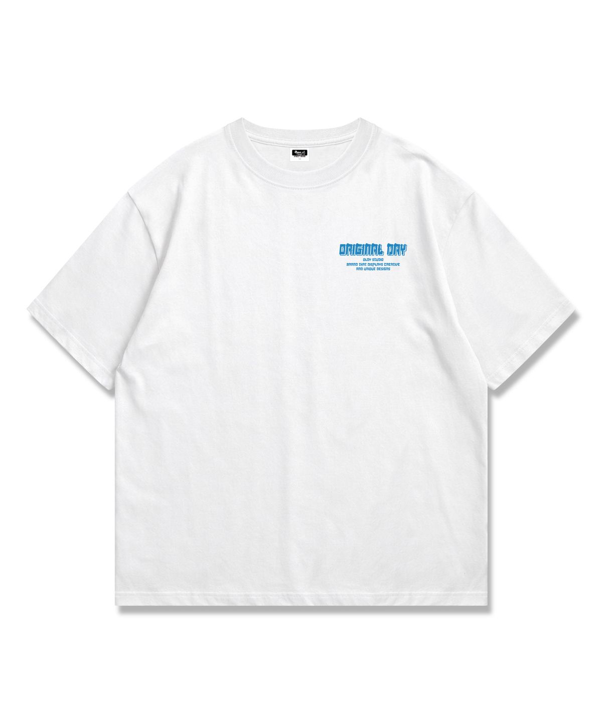 오리지널데이(ORIGINALDAY) Original Color Font 오버핏 반팔 티셔츠 남녀공용 White(Blue)