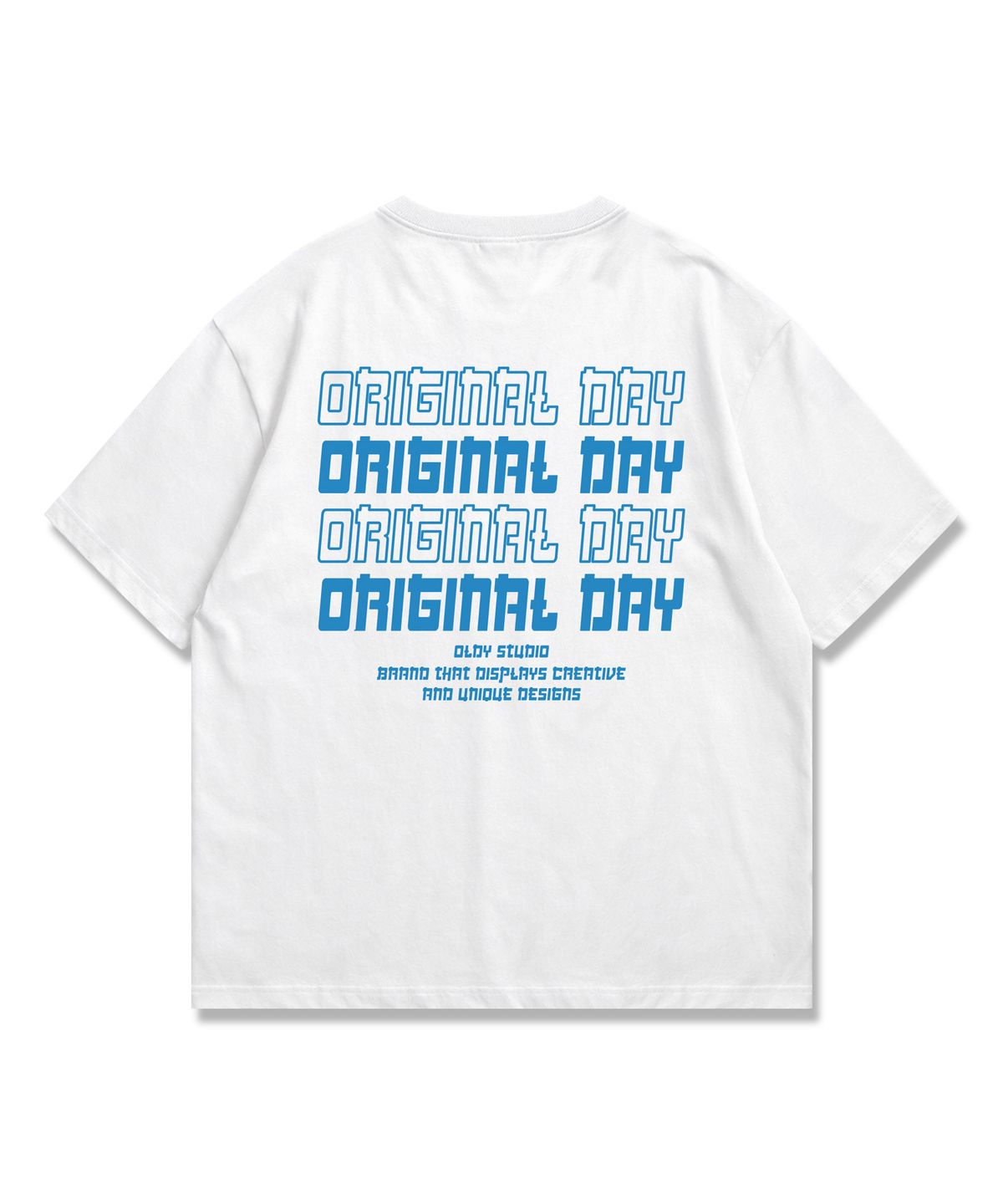 오리지널데이(ORIGINALDAY) Original Color Font 오버핏 반팔 티셔츠 남녀공용 White(Blue)
