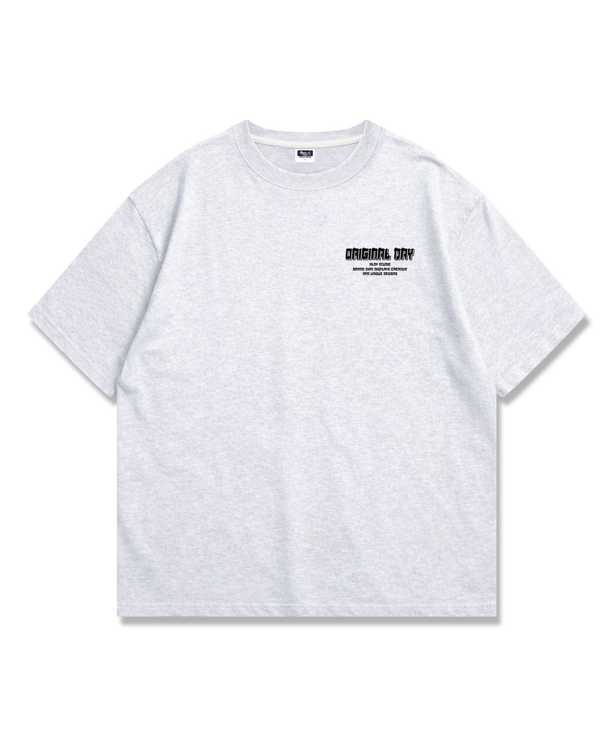 오리지널데이(ORIGINALDAY) Original Color Font 오버핏 반팔 티셔츠 남녀공용 White melange(Black)
