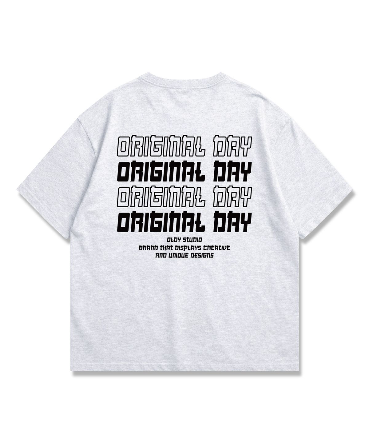 오리지널데이(ORIGINALDAY) Original Color Font 오버핏 반팔 티셔츠 남녀공용 White melange(Black)