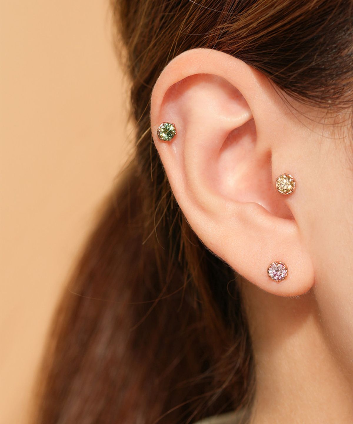 미니멀피어싱(MINIMALPIERCING) 14K 모이사나이트 다이아 임페리얼 피어싱 귀걸이