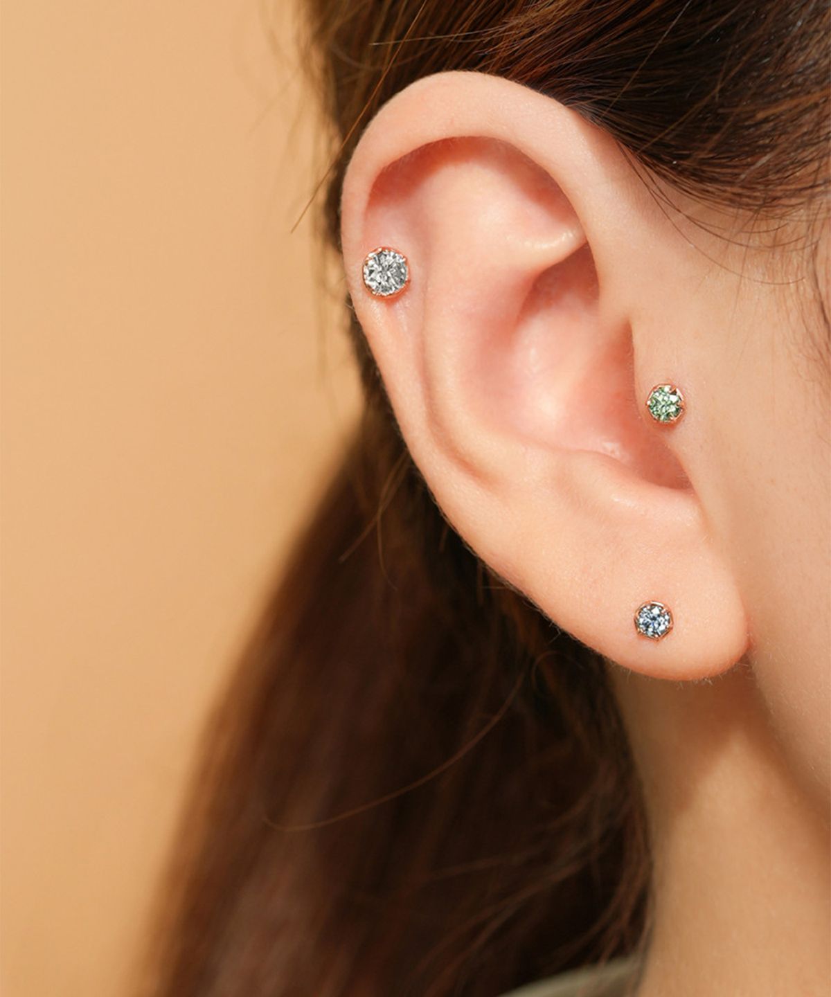 미니멀피어싱(MINIMALPIERCING) 14K 모이사나이트 다이아 임페리얼 피어싱 귀걸이
