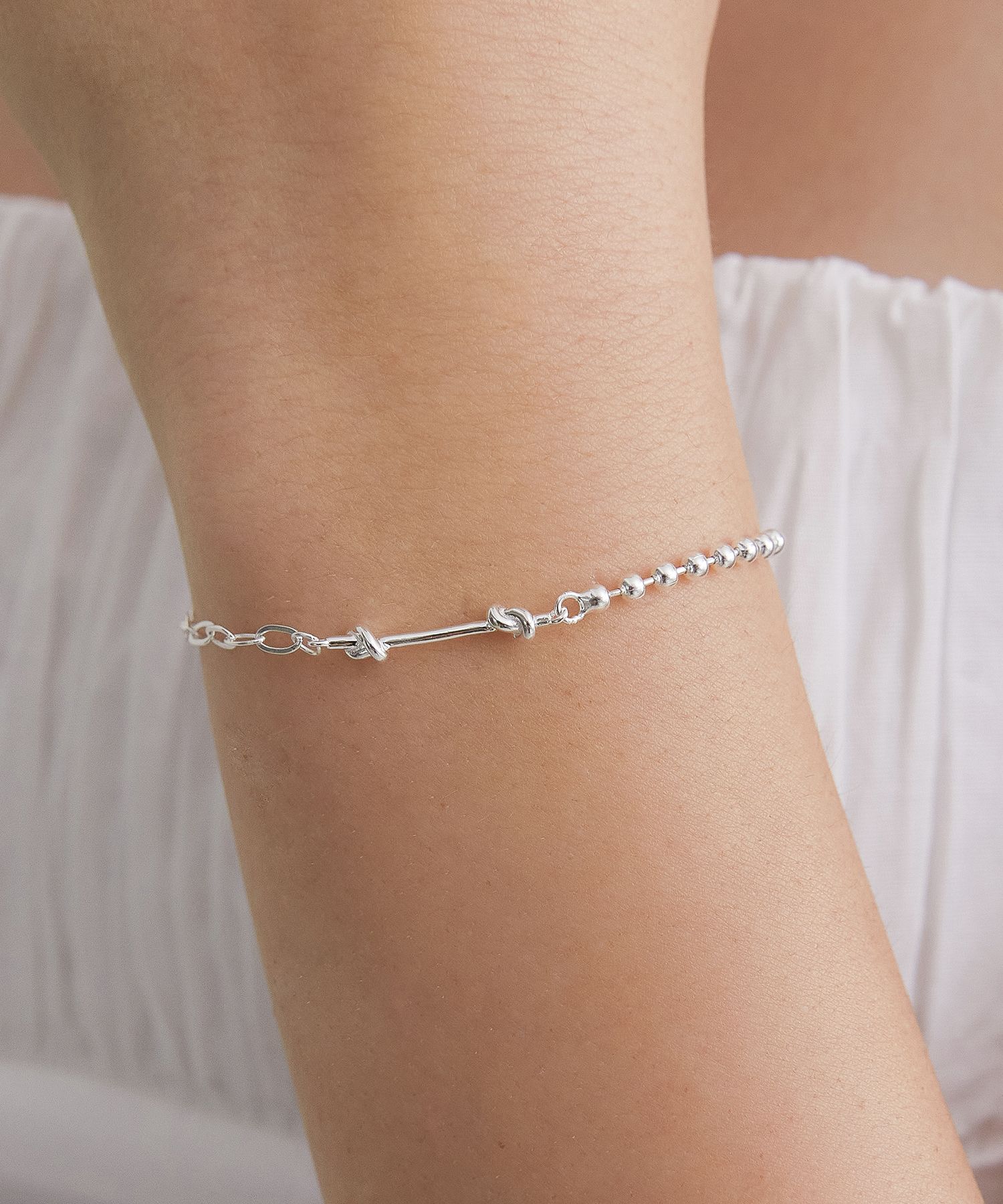 MUSINSA | TATIANA (Silver 925) Mix Chain Bracelet BR2188