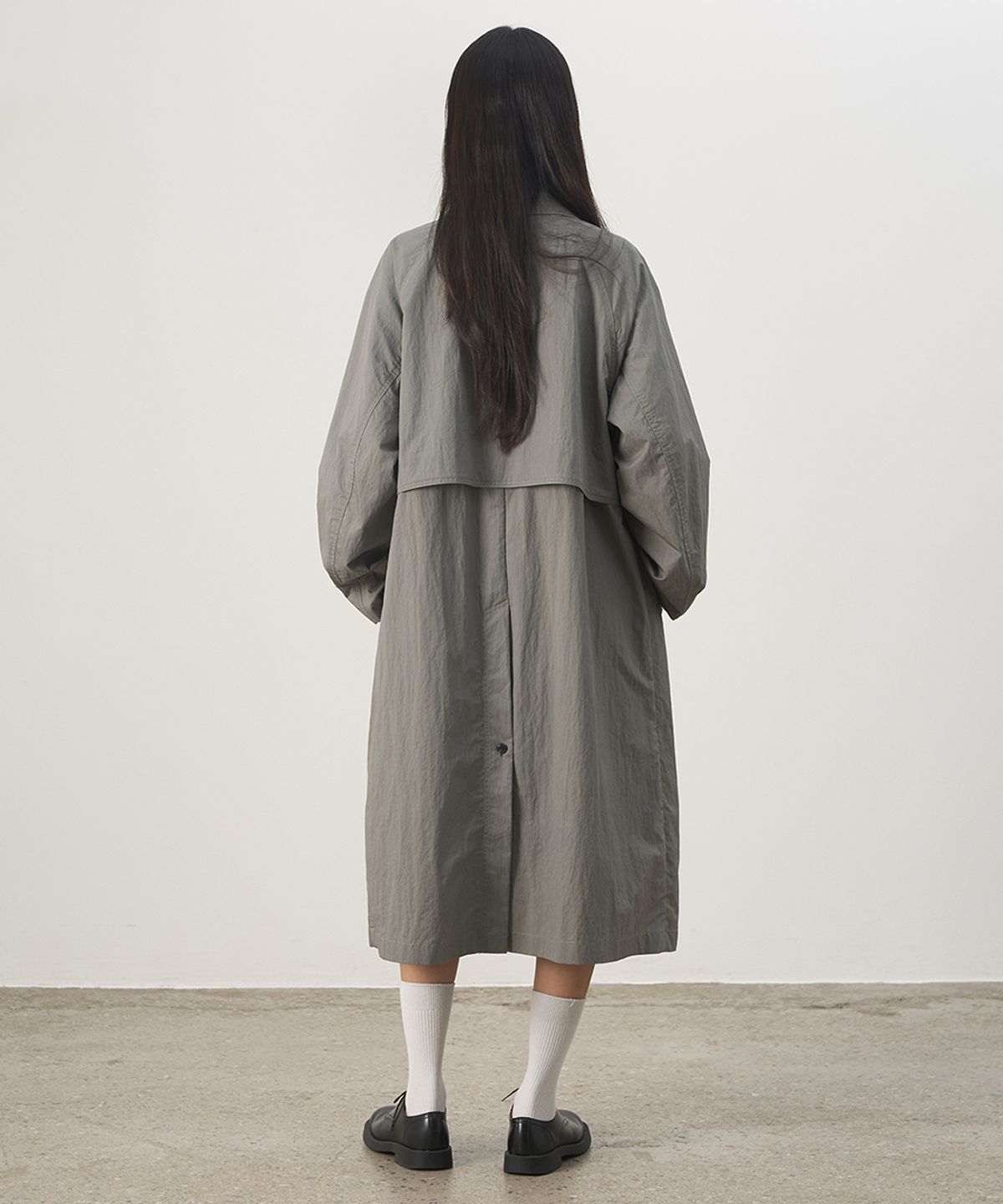 러프사이드 화이트라벨(ROUGH SIDE WHITE LABEL) Washed Balmacan Coat Sage Grey