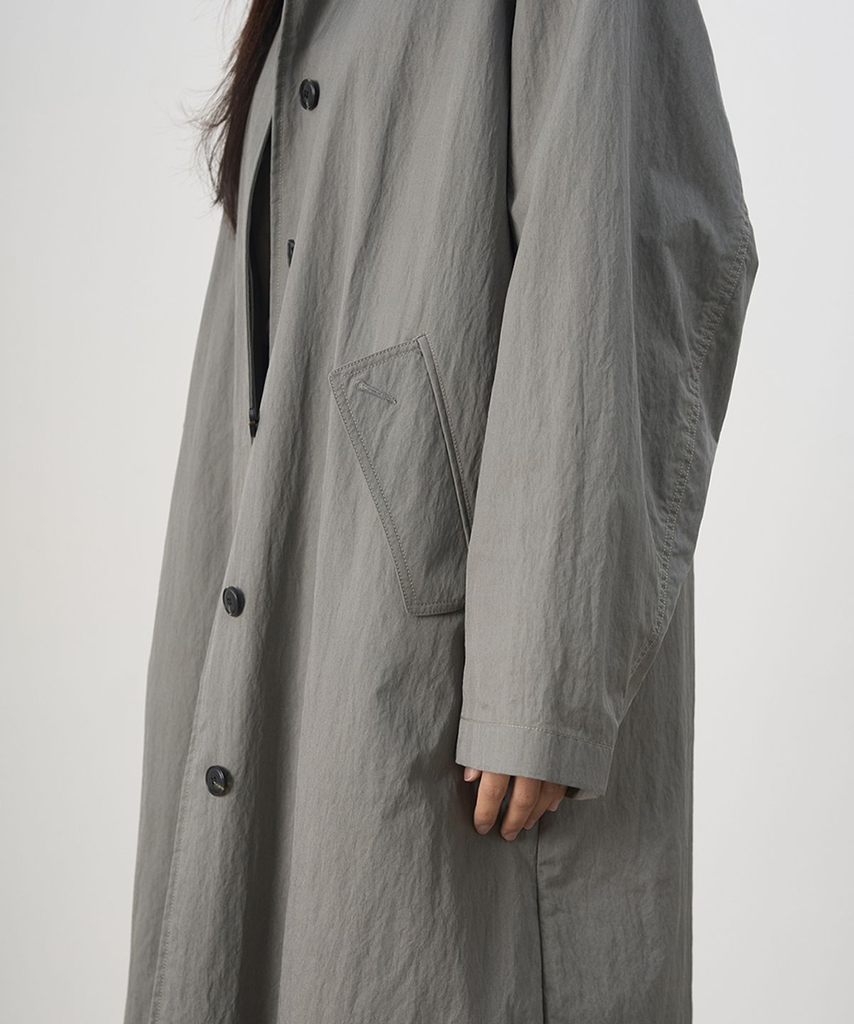 러프사이드 화이트라벨(ROUGH SIDE WHITE LABEL) Washed Balmacan Coat Sage Grey