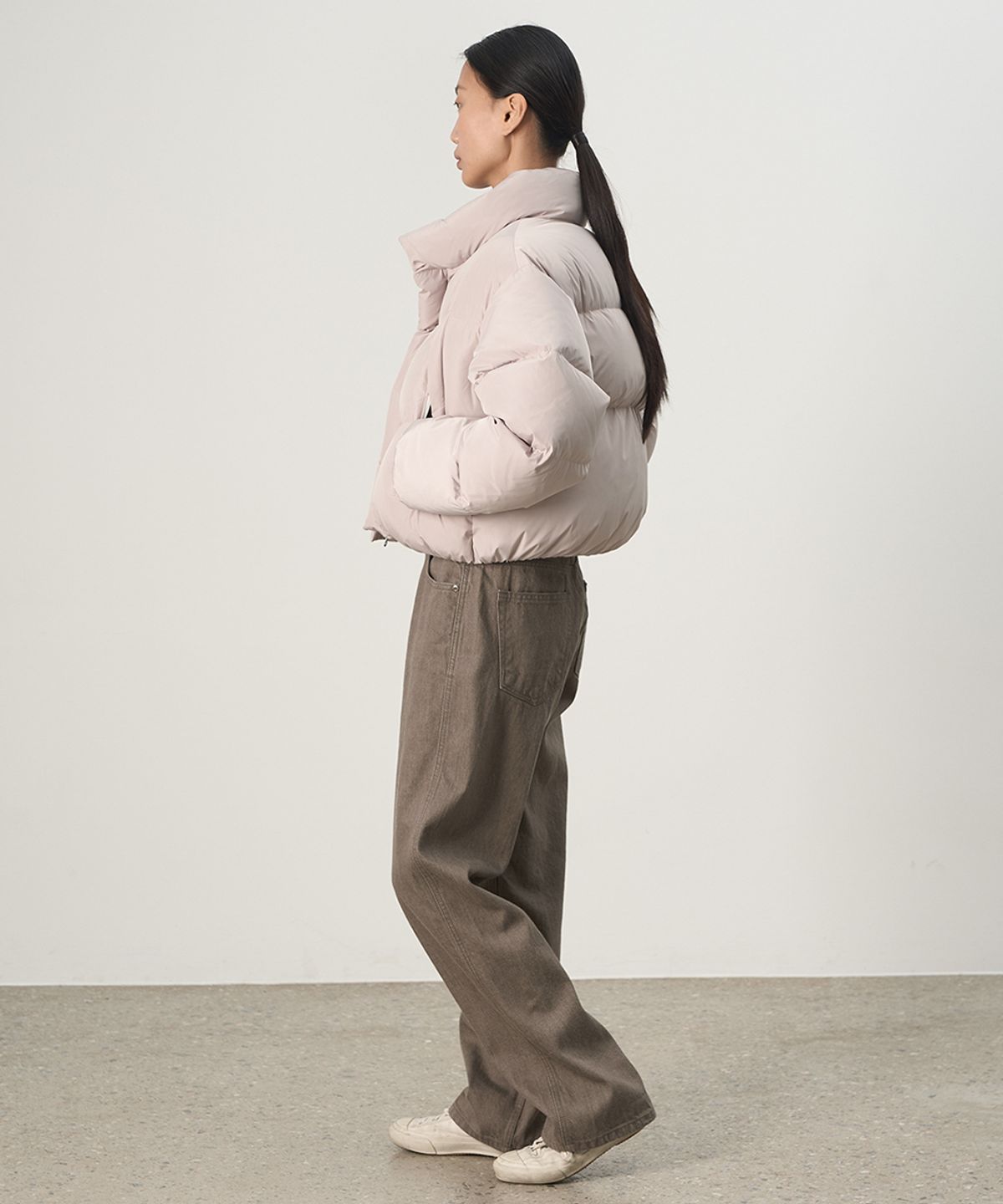 러프사이드 화이트라벨(ROUGH SIDE WHITE LABEL) Puffer Down Jumper Oatmeal