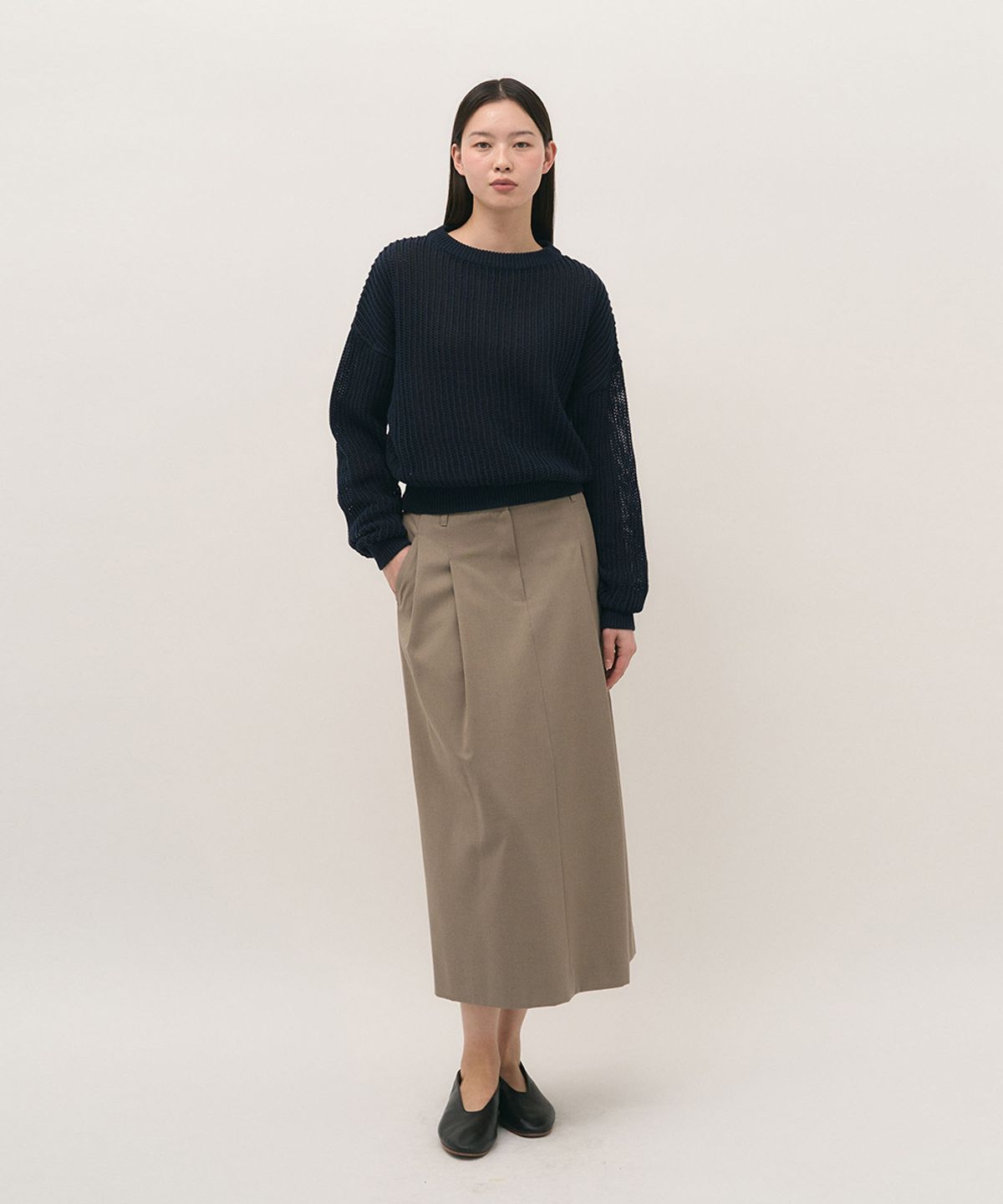 러프사이드 화이트라벨(ROUGH SIDE WHITE LABEL) Paper Net Crewneck Knit Midnight Navy