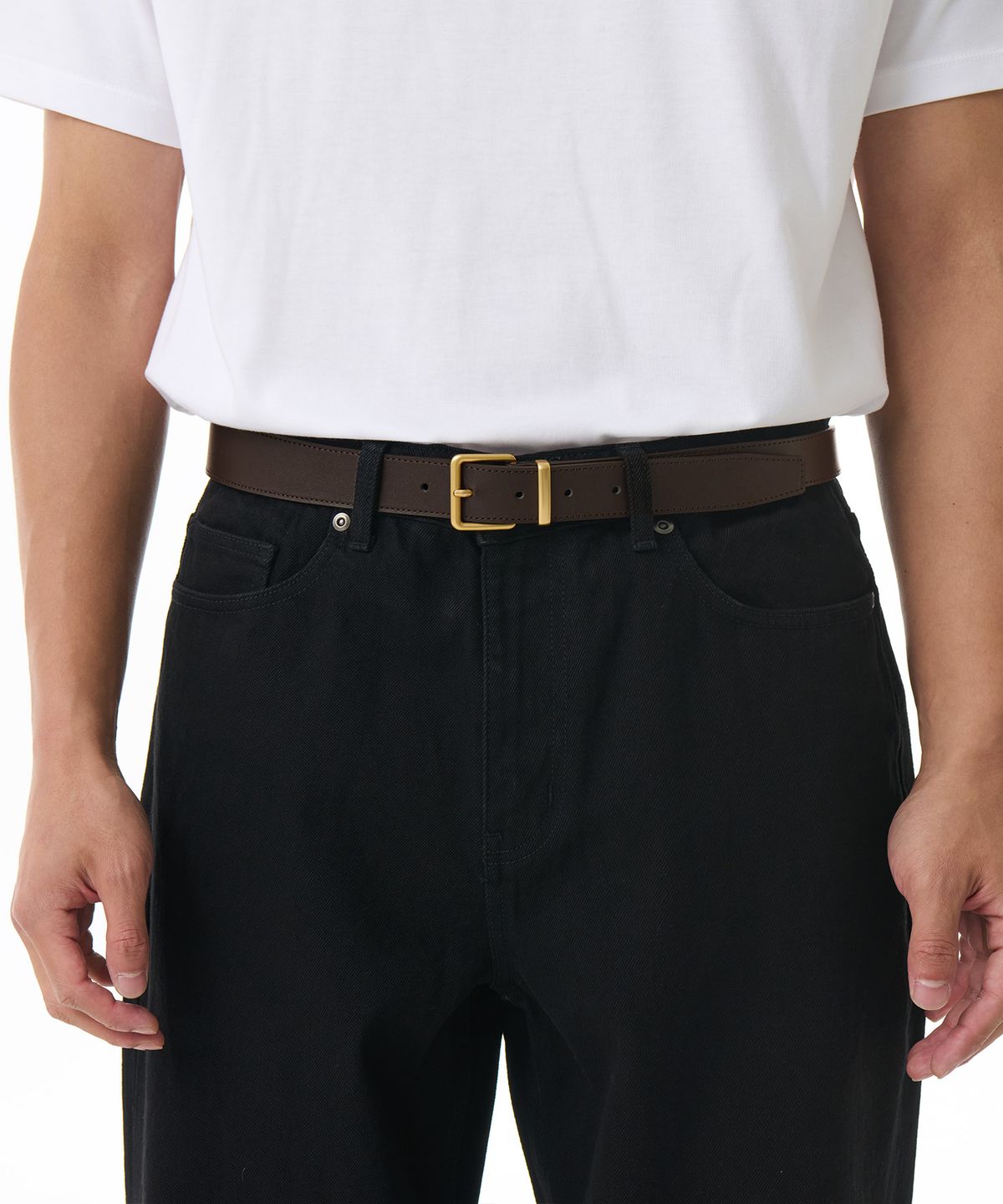 무신사 스탠다드(MUSINSA STANDARD) 라운디드 스퀘어 레더 벨트_30mm