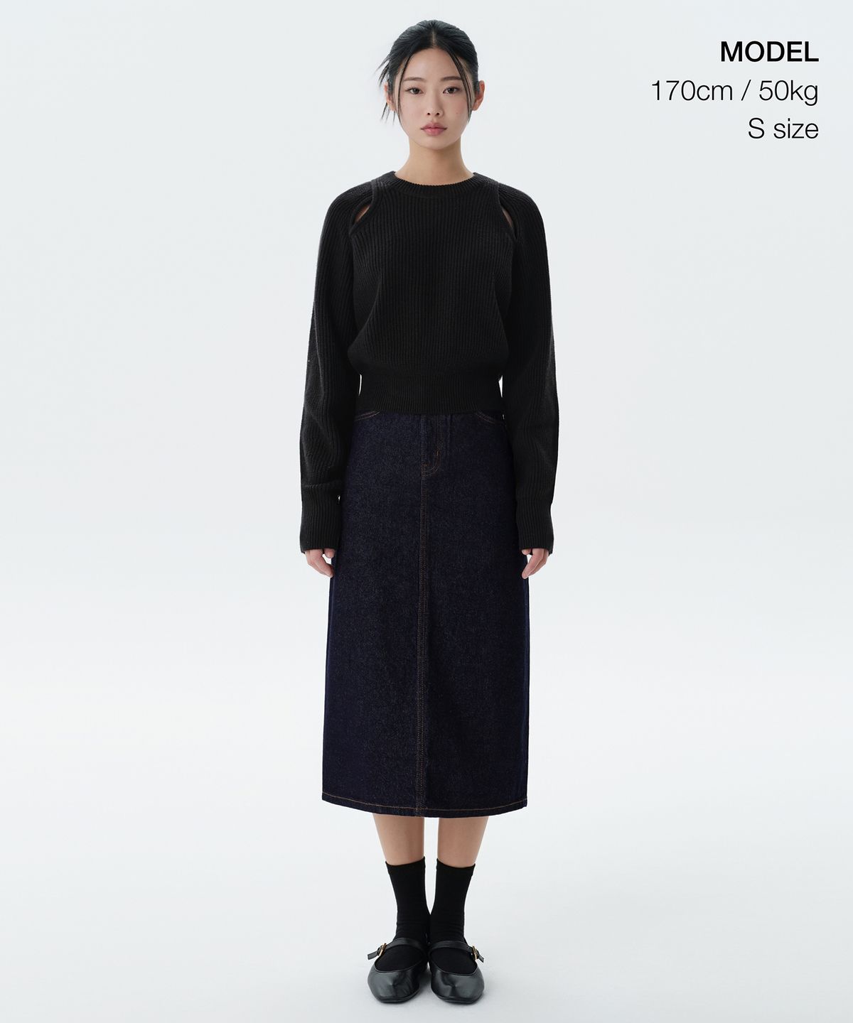 무신사 스탠다드 우먼(MUSINSA STANDARD WOMAN) 우먼즈 리브드 숄더 컷 아웃 니트 [블랙]