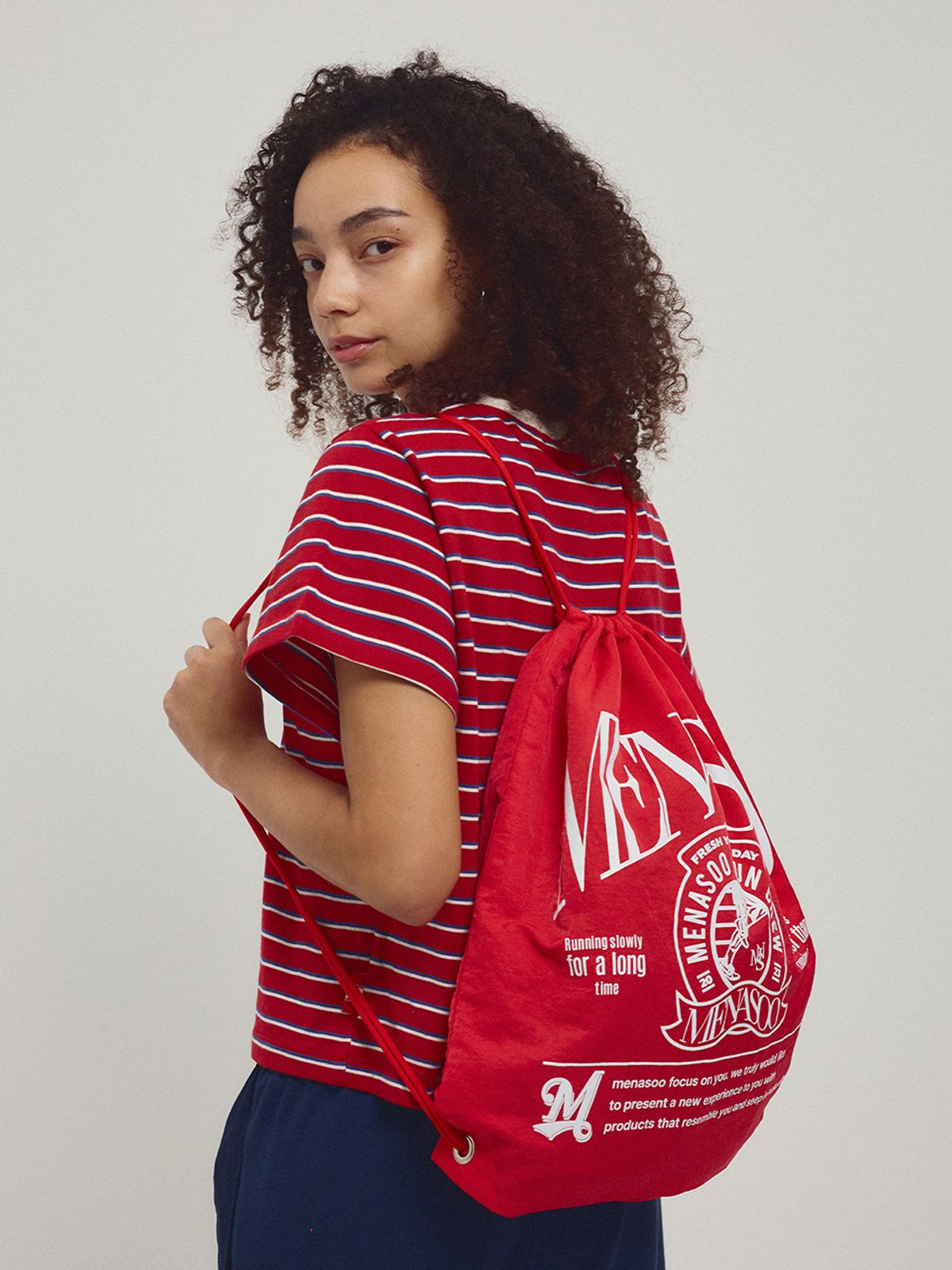 미나수(MENASOO) Menasoo Nylon String Backpack_Red