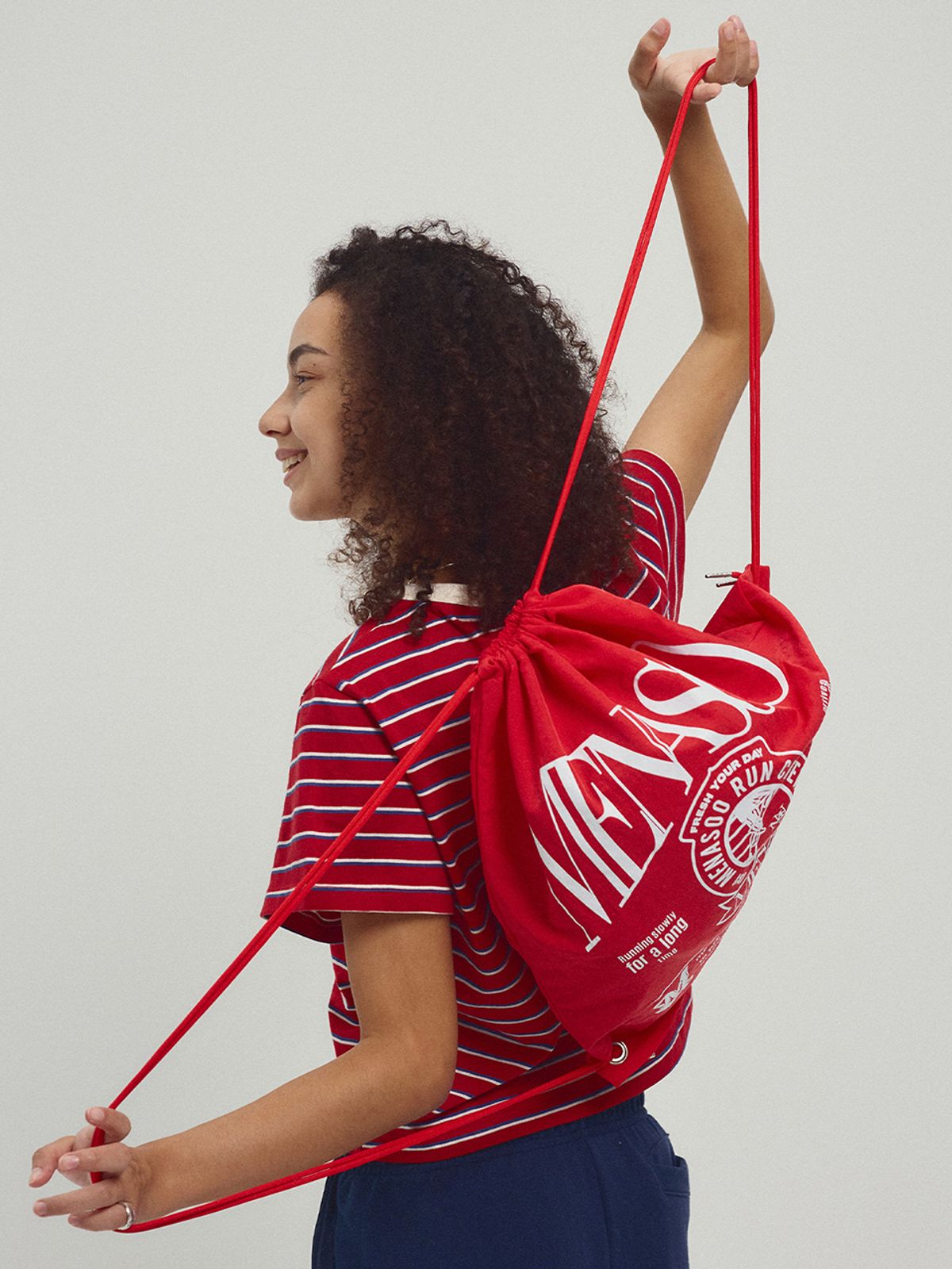 미나수(MENASOO) Menasoo Nylon String Backpack_Red