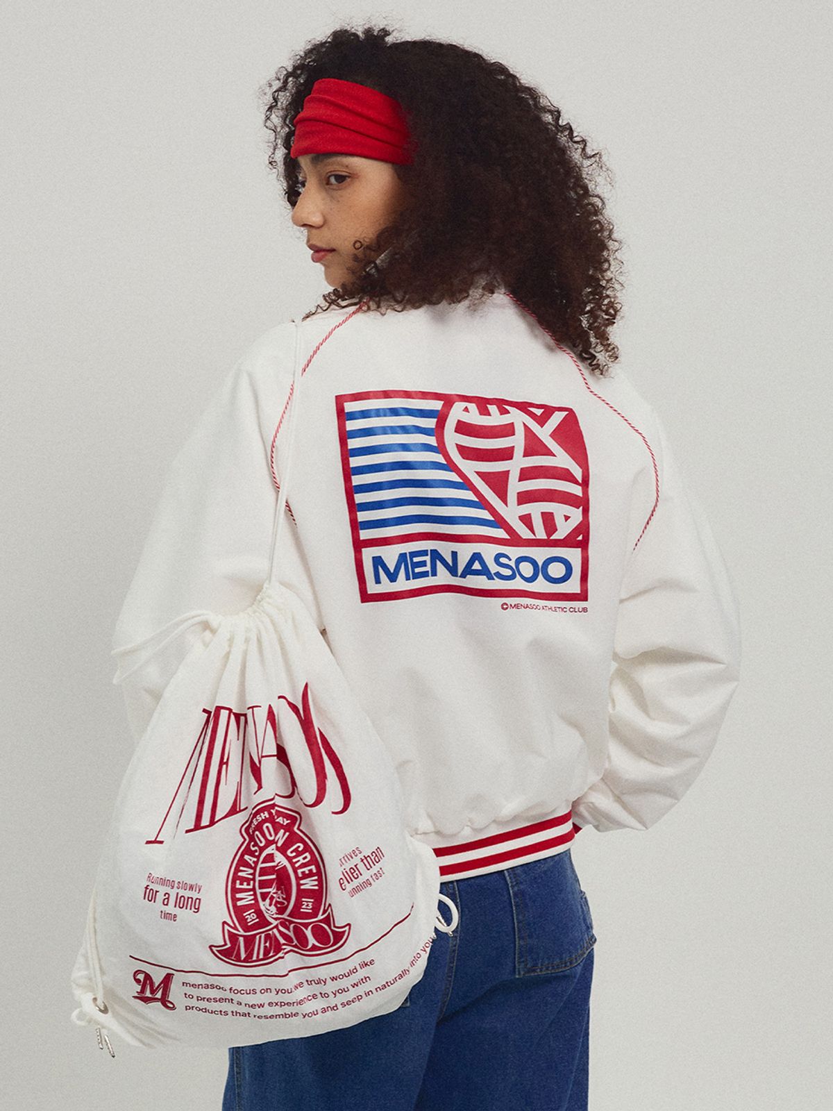 미나수(MENASOO) Menasoo Nylon String Backpack_White