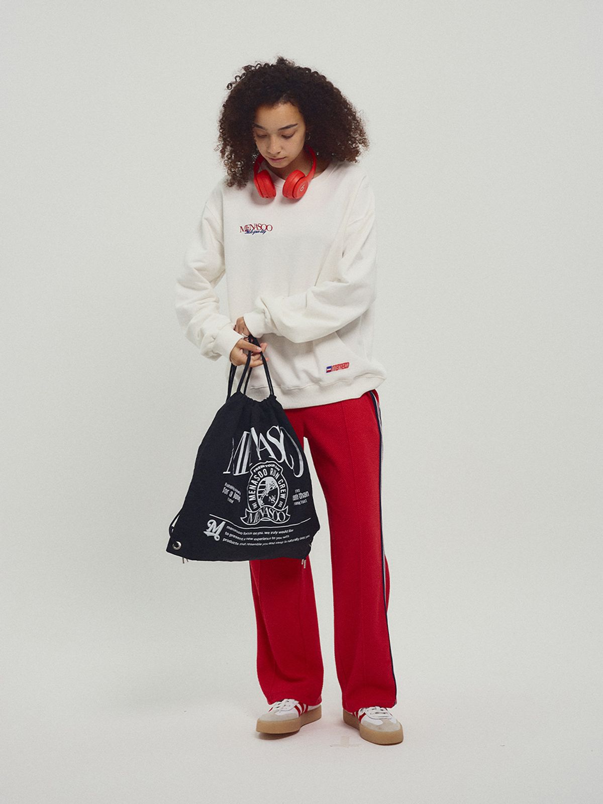 미나수(MENASOO) Menasoo Nylon String Backpack_Black