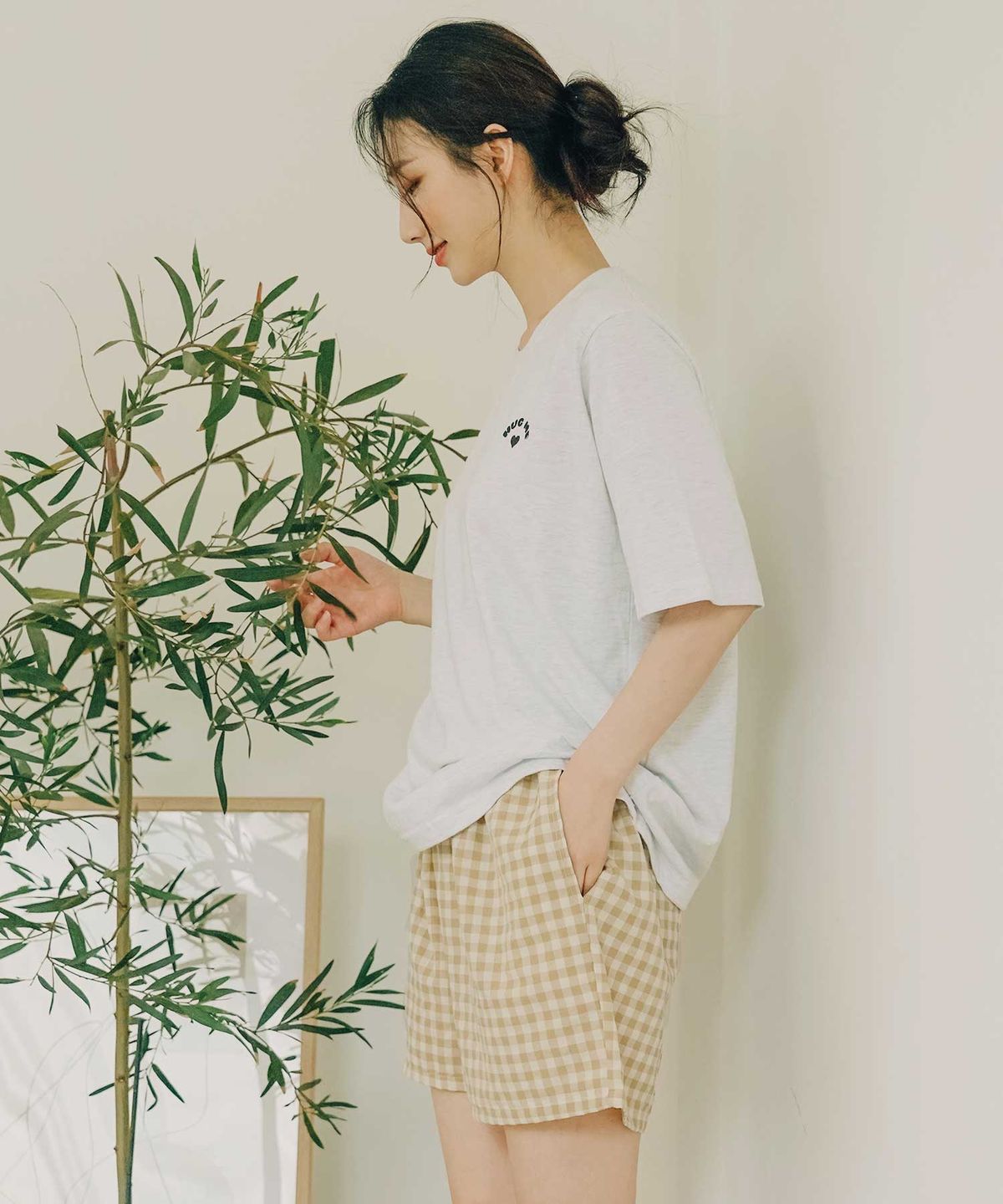 파란(PALAN) 베이직 깅엄체크 3부 파자마 바지 2p
