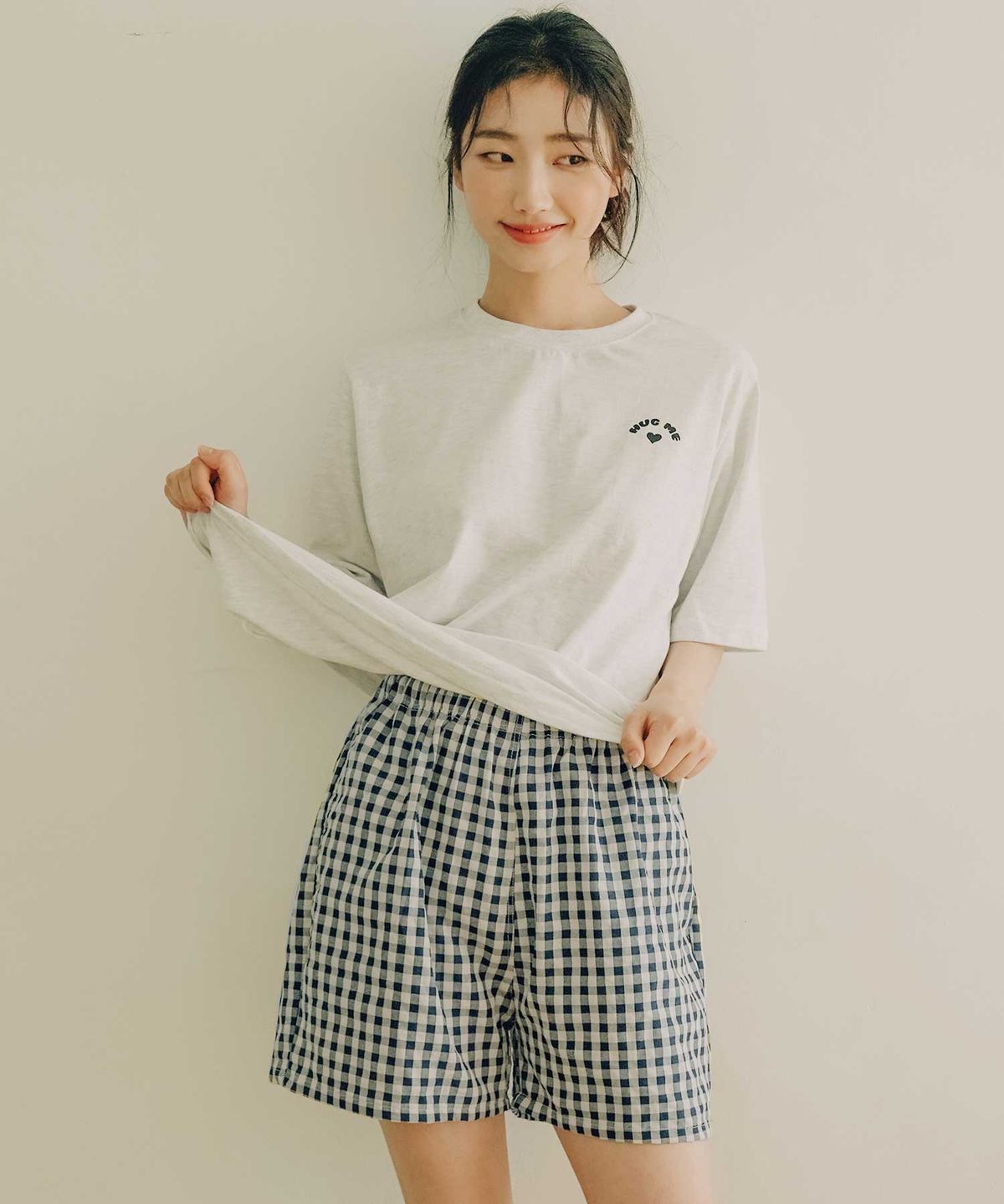 파란(PALAN) 베이직 깅엄체크 3부 파자마 바지 2p
