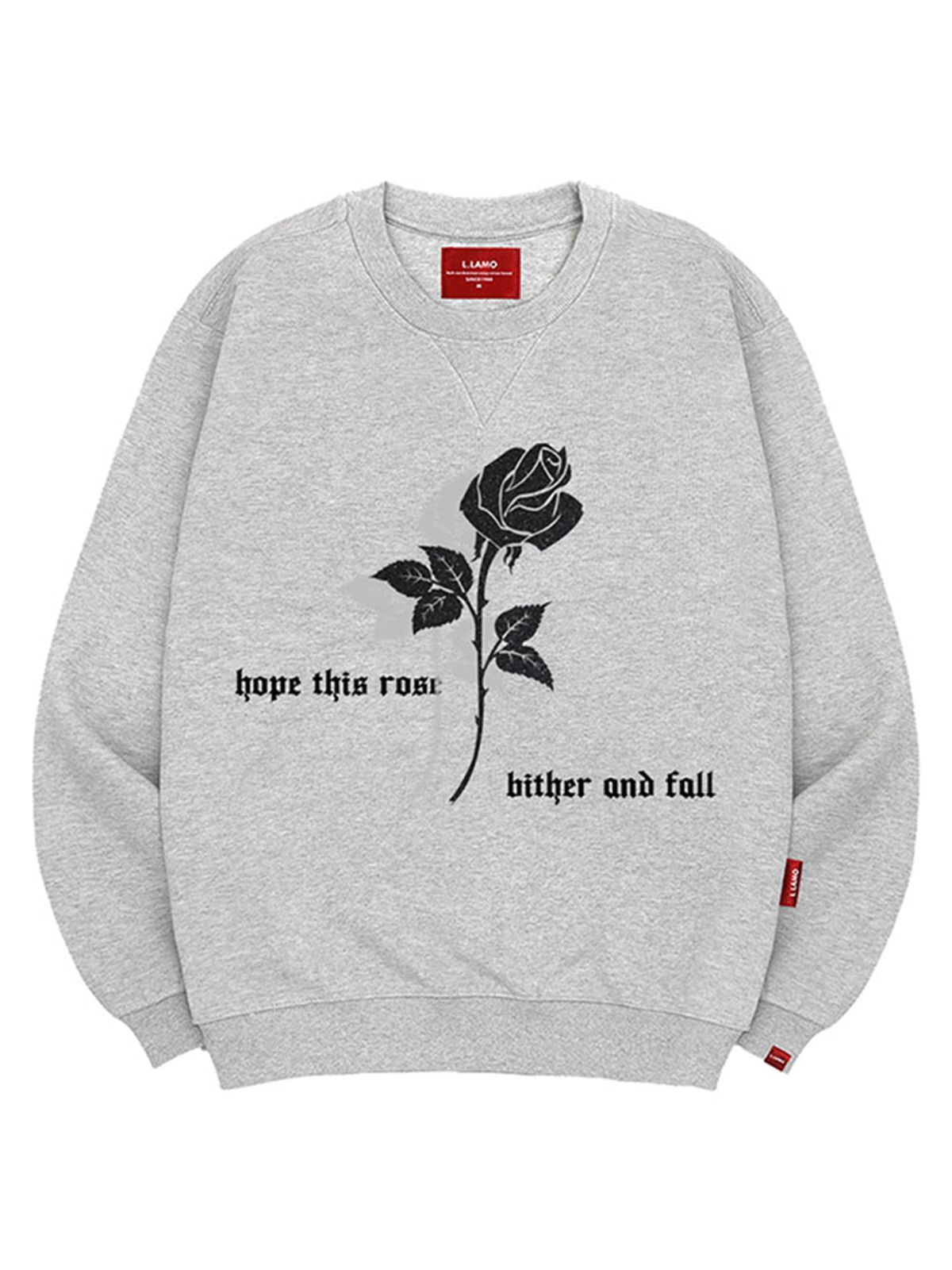 엘라모(LLAMO) 블랙로즈 맨투맨 남녀공용 빅사이즈 S~4XL