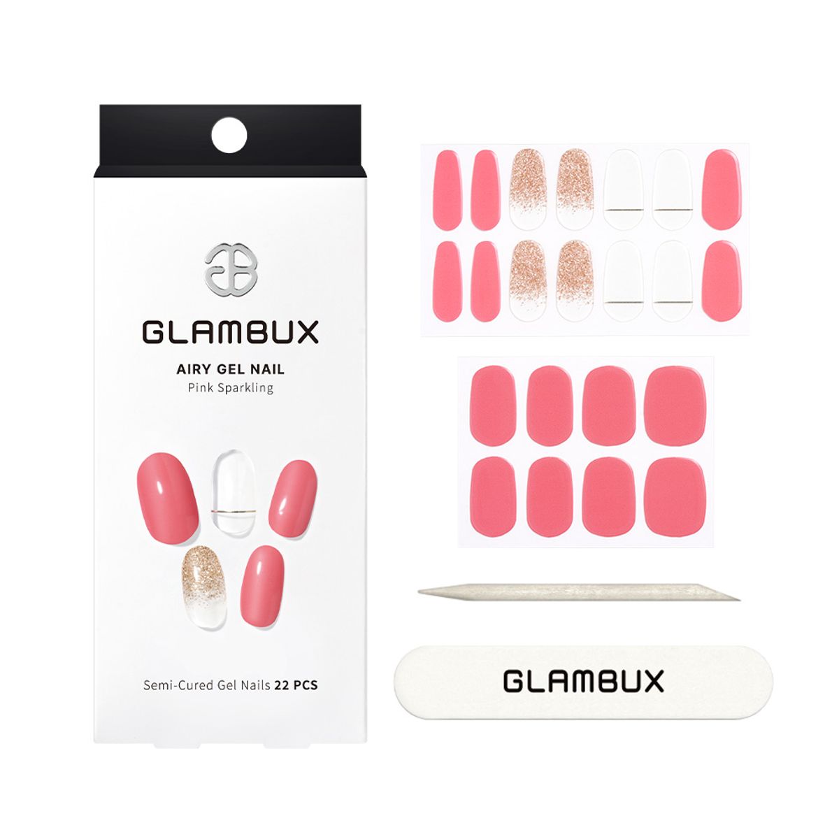 글램벅스(GLAMBUX) 셀프 젤 네일 스티커 _ 핑크스파클링