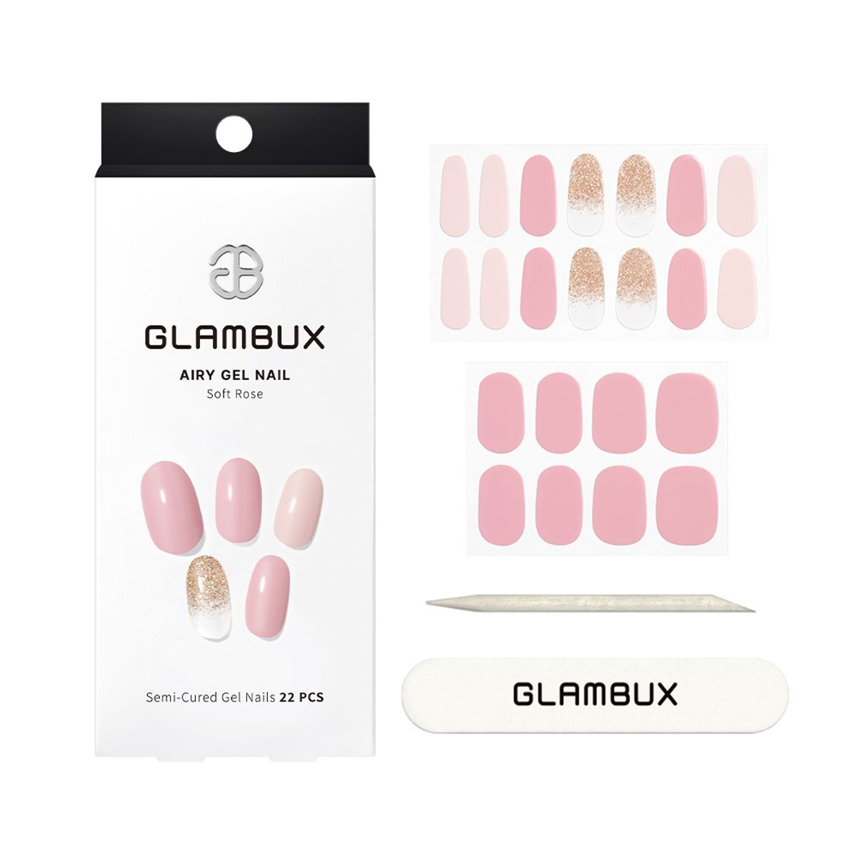 글램벅스(GLAMBUX) 셀프 젤 네일 스티커 _ 소프트 로즈