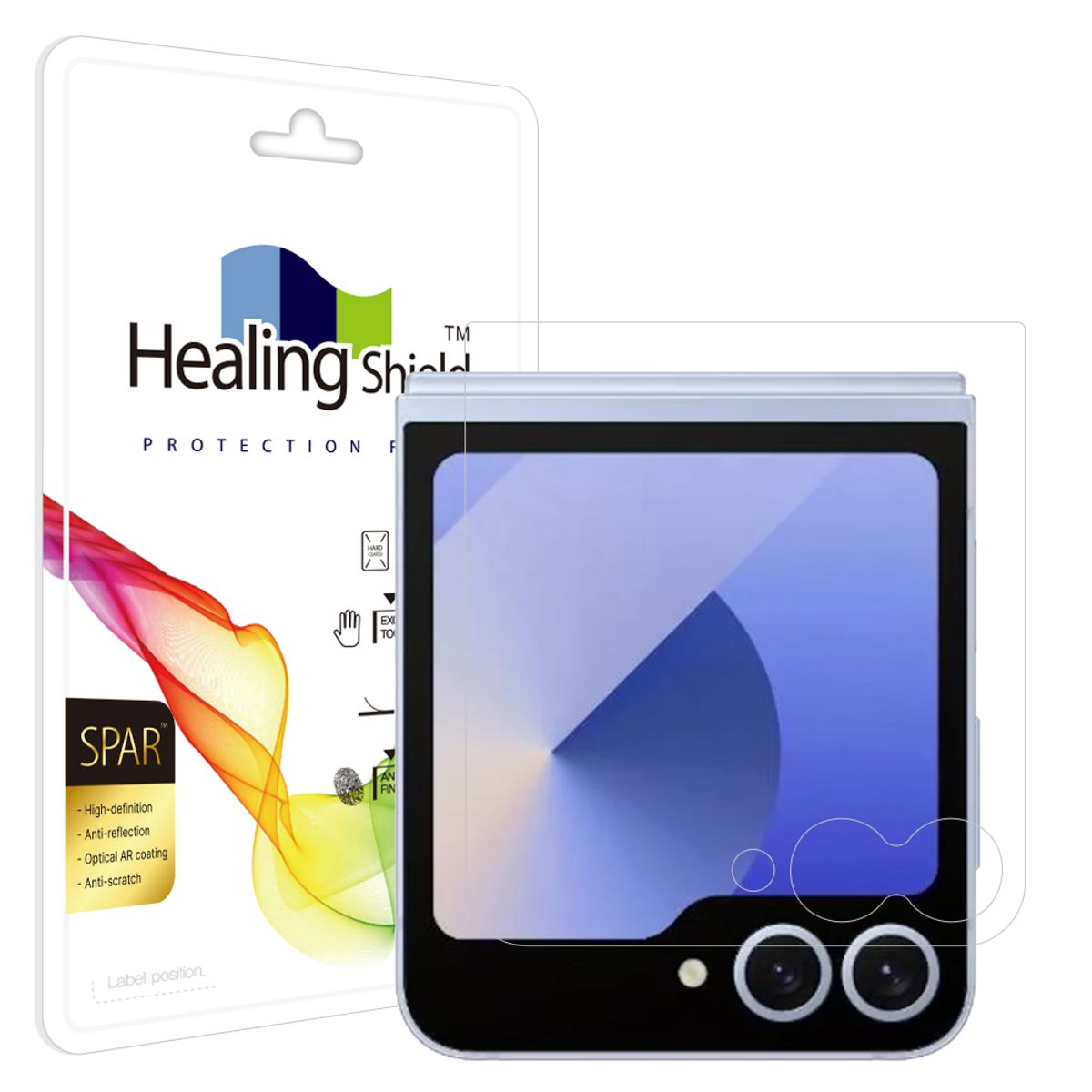 힐링쉴드(HEALINGSHIELD) 갤럭시 Z플립6 슈페리어 AR 고화질 풀커버형 외부액정 보호필름 2매