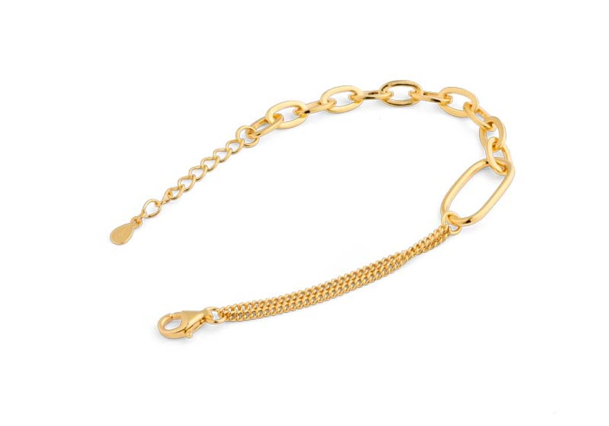 베벨로(BEBELLO) [Bs-411] 925실버 믹스체인 팔찌  (18k gold plating )