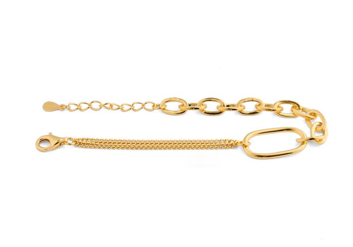 베벨로(BEBELLO) [Bs-411] 925실버 믹스체인 팔찌  (18k gold plating )