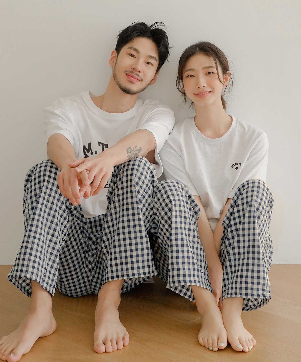 파란(PALAN) 남녀공용 커플 베이직 깅엄체크 9부 파자마 바지