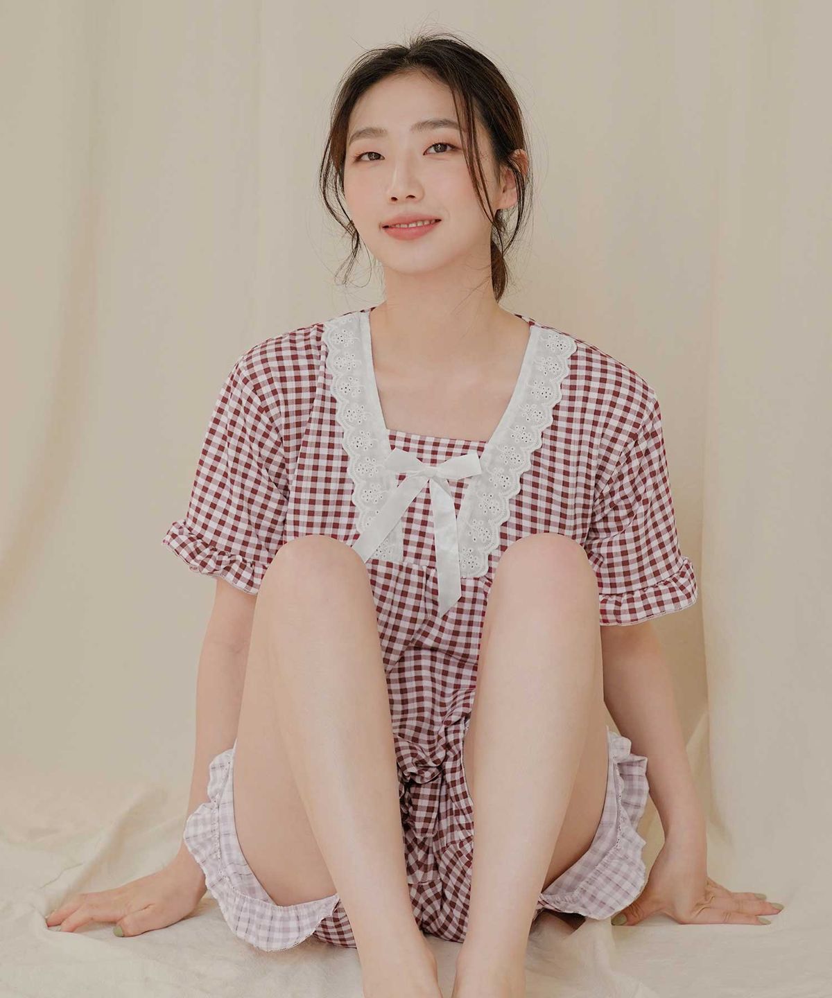 파란(PALAN) 여성 레이스체크 잠옷세트