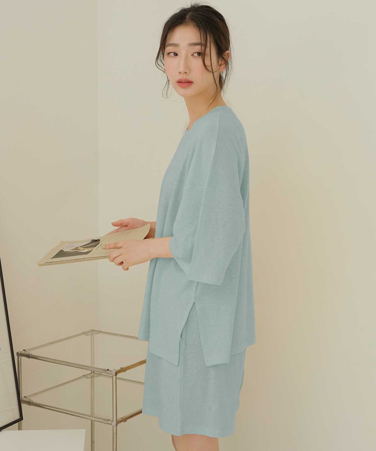 파란(PALAN) 썸머 면마 5부 반바지 셋업 세트
