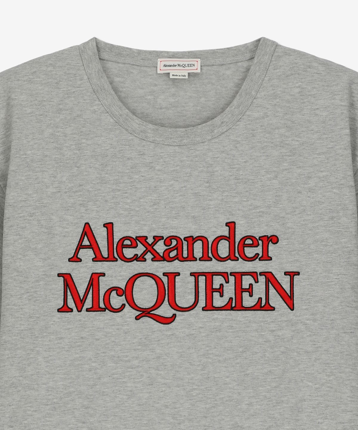 알렉산더 맥퀸(ALEXANDER McQUEEN) 로고 반소매 티셔츠 - 페일 그레이 / 794606QXAAB1401