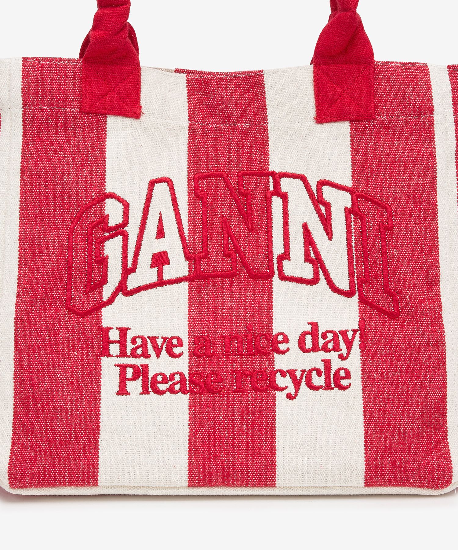 【GANNI】Small Tote Bag/追跡+関税+全国送料込み MUSINSA | GANNI Small Easy Stripe Shopper Bag - Cherry