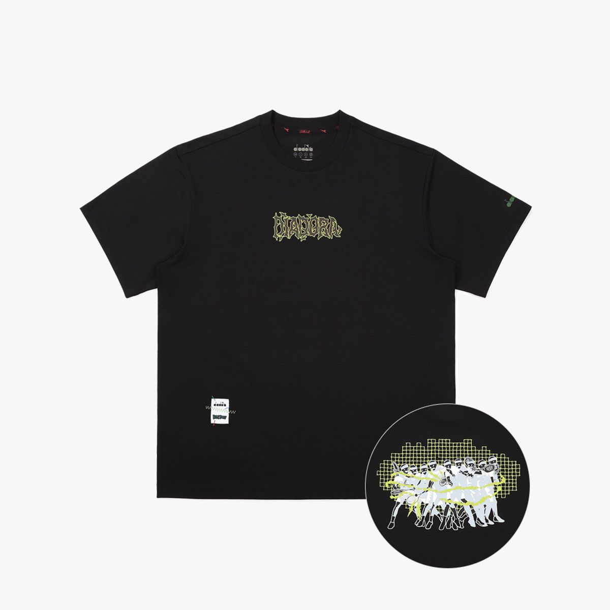 디아도라(diadora) 배즈본 AIRTEX 반팔 티셔츠 BLACK