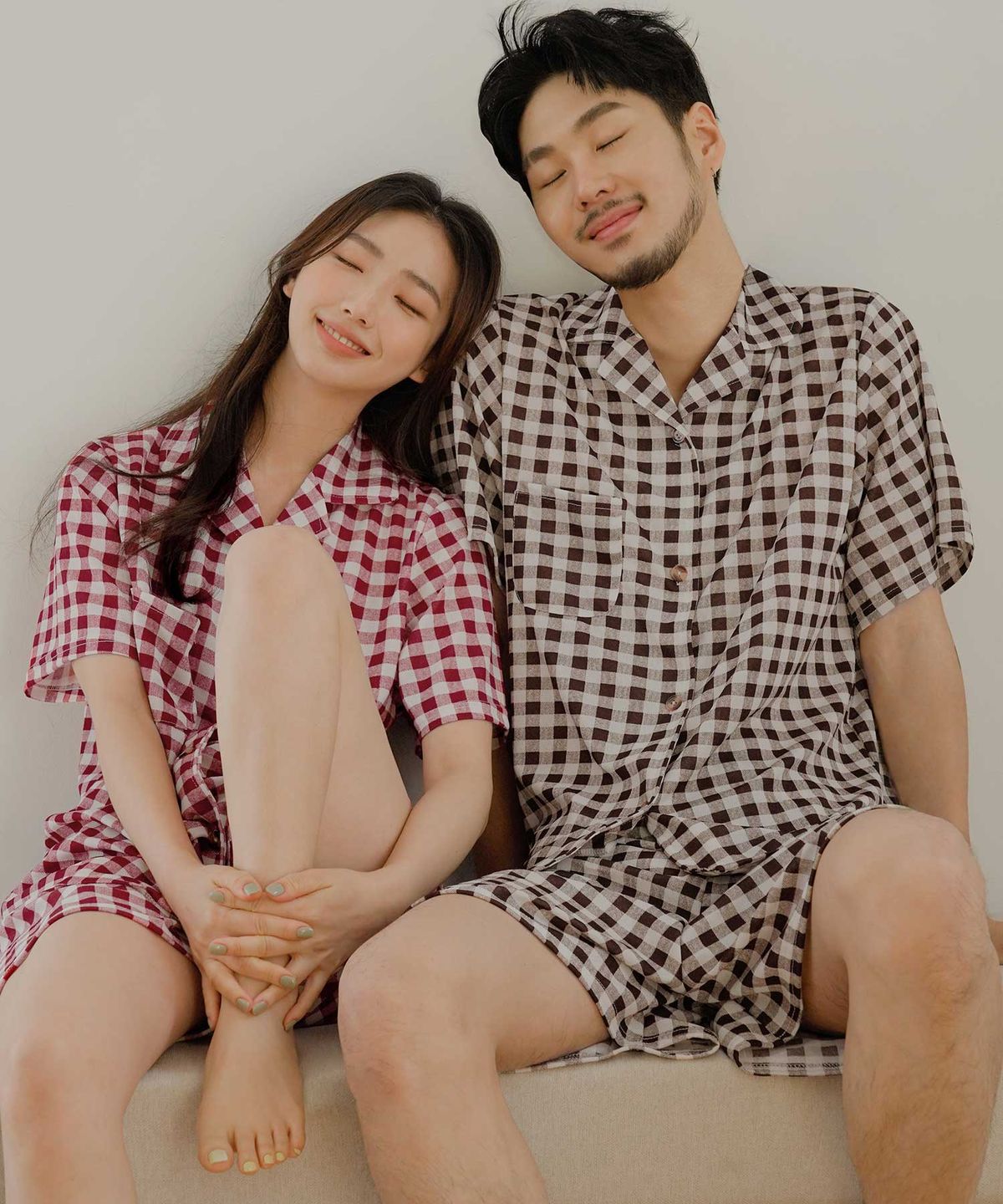 파란(PALAN) 슈가 깅엄체크 잠옷세트