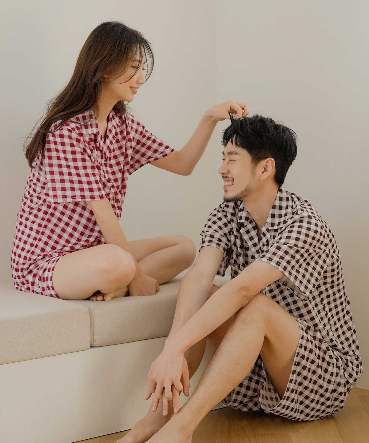 파란(PALAN) 슈가 깅엄체크 잠옷세트