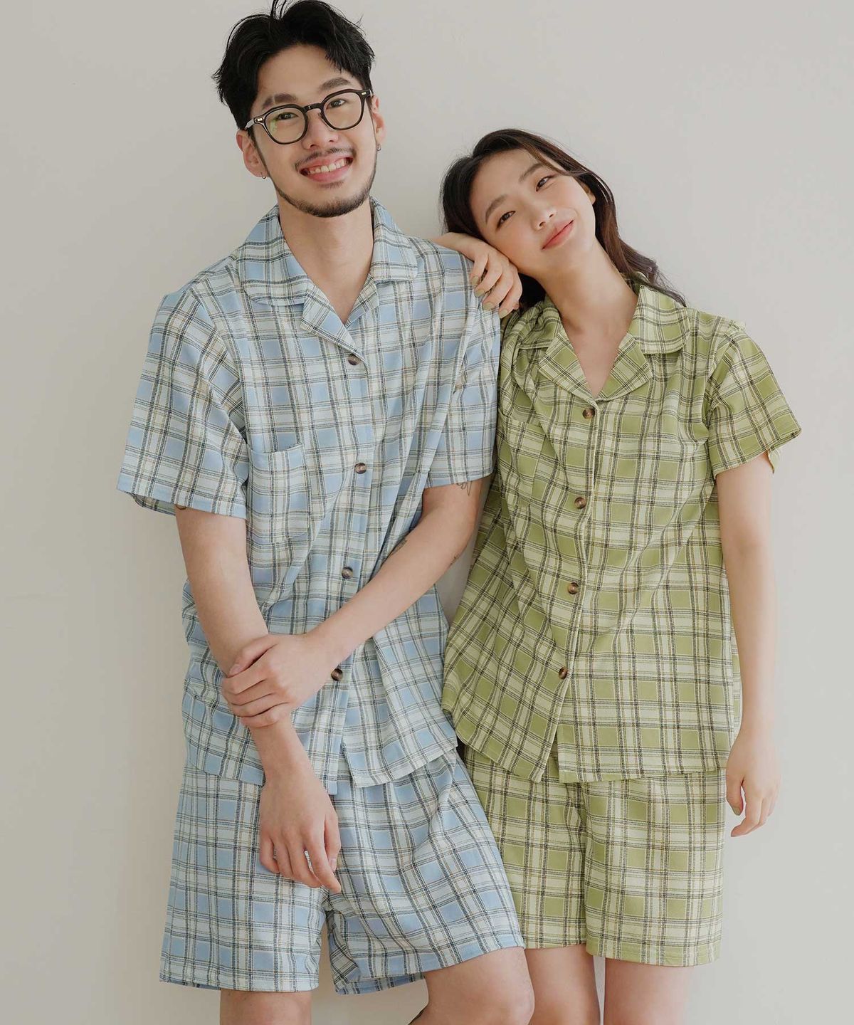 파란(PALAN) 그리너리 체크 커플 잠옷세트