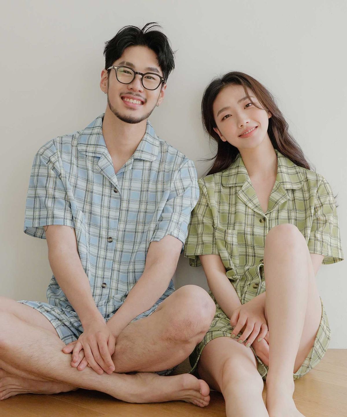 파란(PALAN) 그리너리 체크 커플 잠옷세트