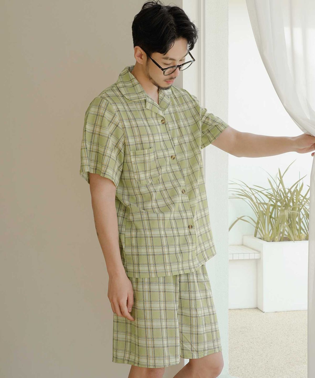 파란(PALAN) 그리너리 체크 커플 잠옷세트