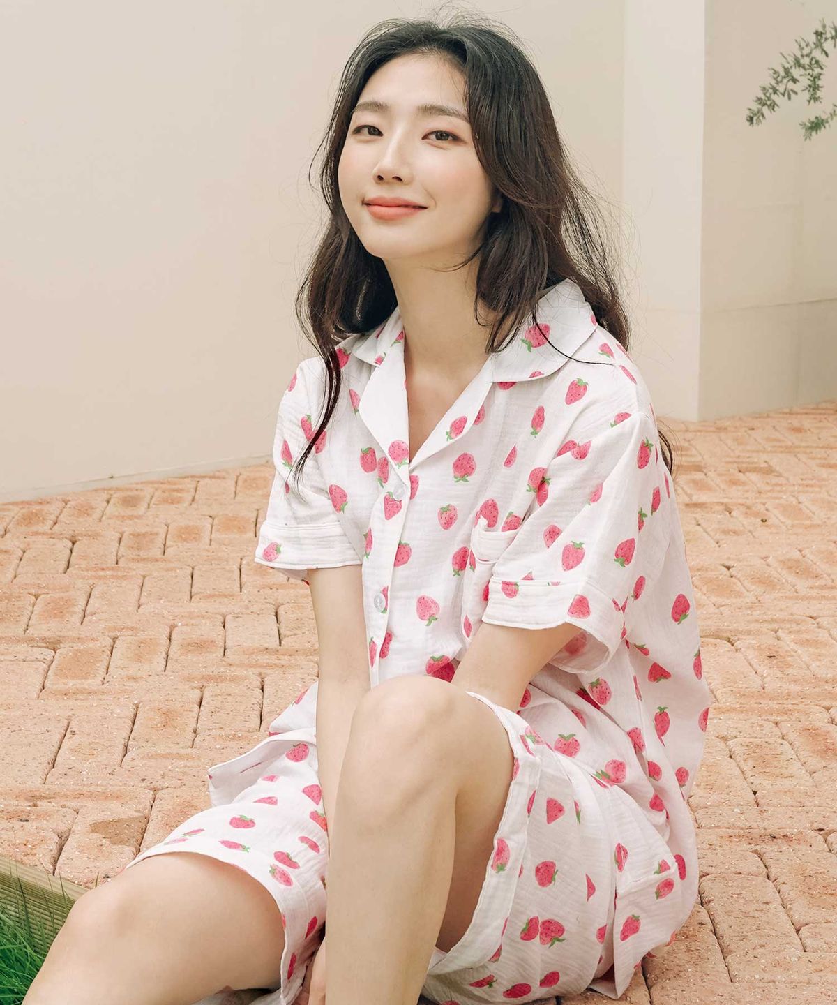 파란(PALAN) 딸기 요루면 반팔 잠옷세트