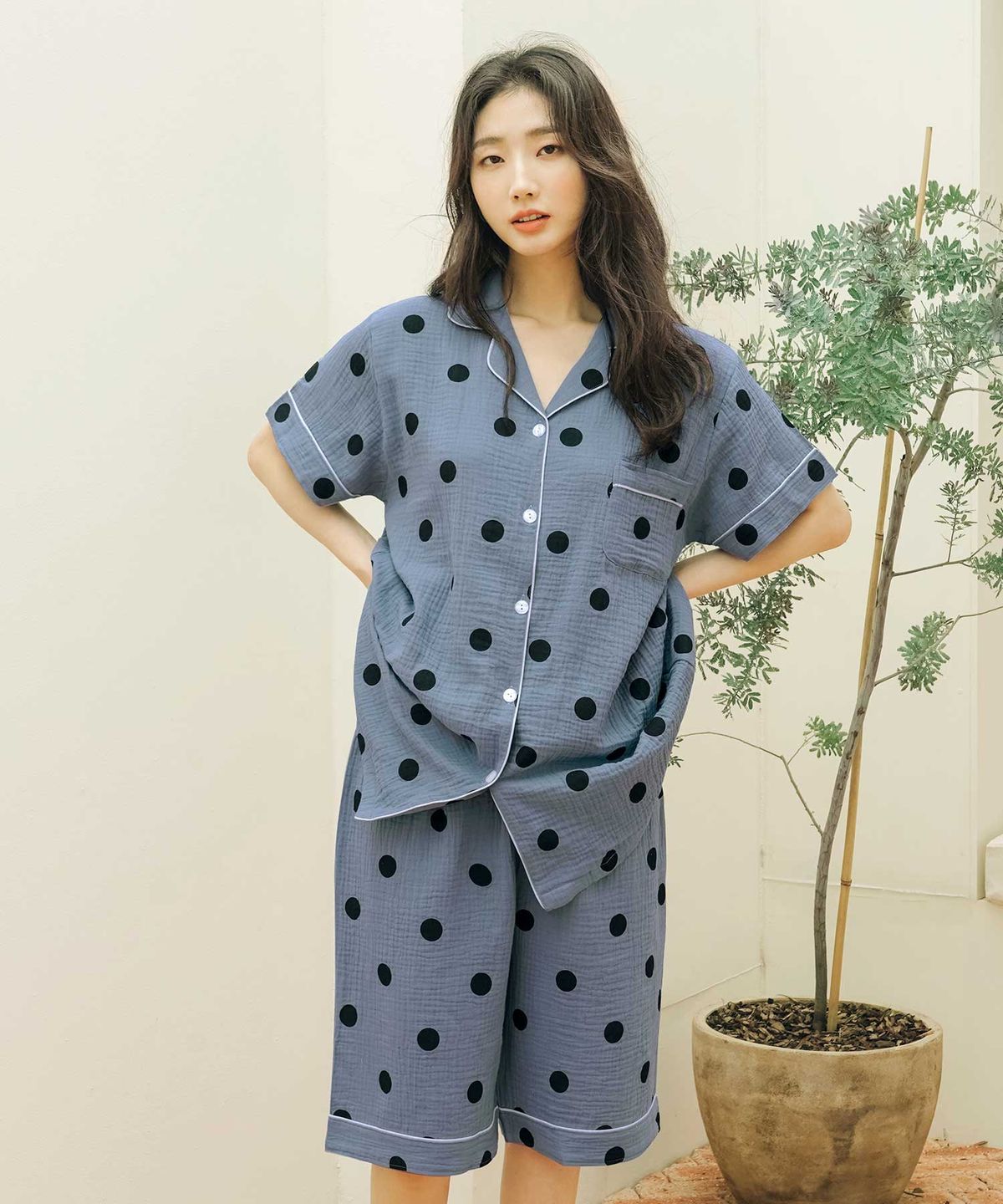 파란(PALAN) 빅도트 요루면 반팔 커플 잠옷세트