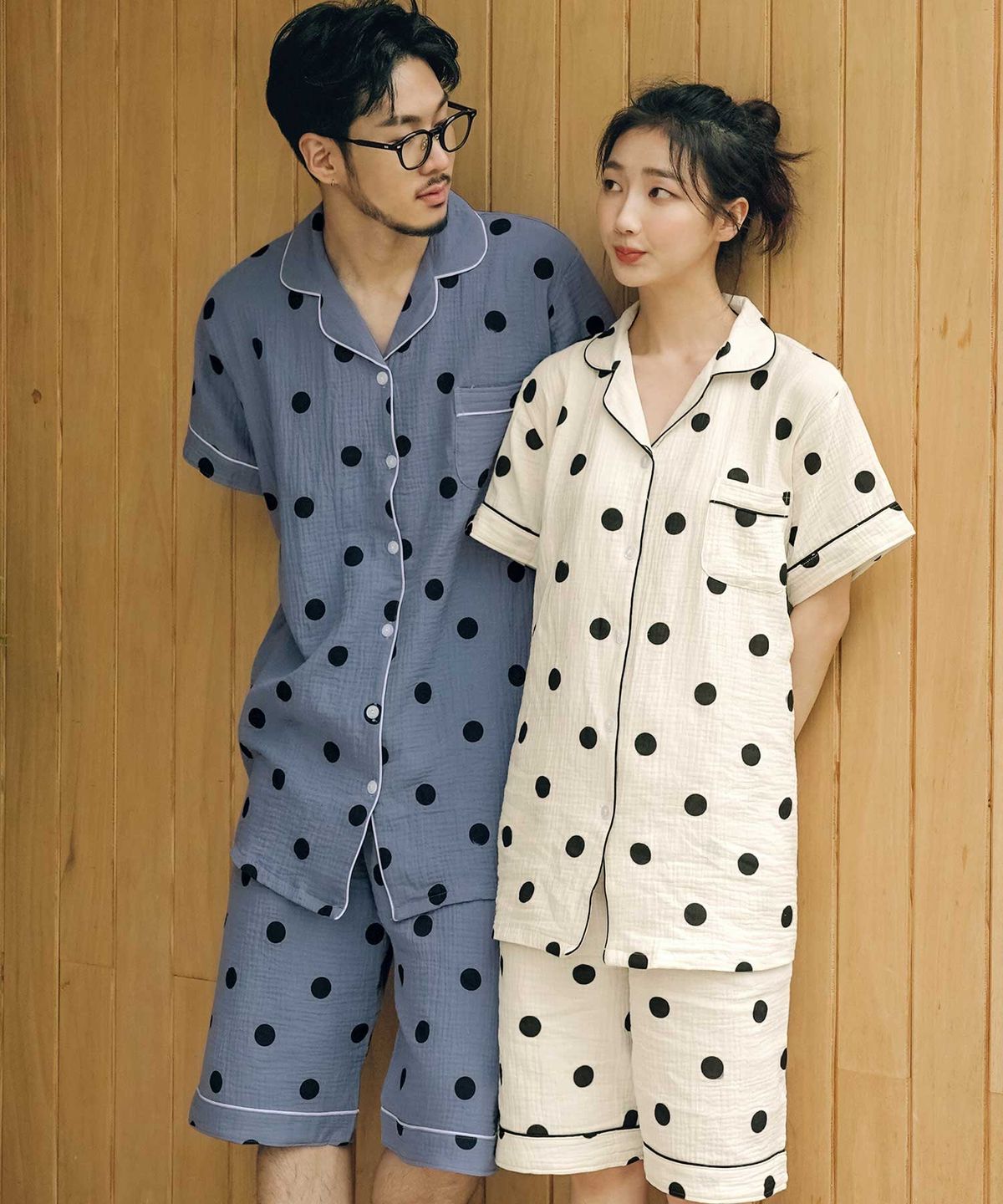파란(PALAN) 빅도트 요루면 반팔 커플 잠옷세트