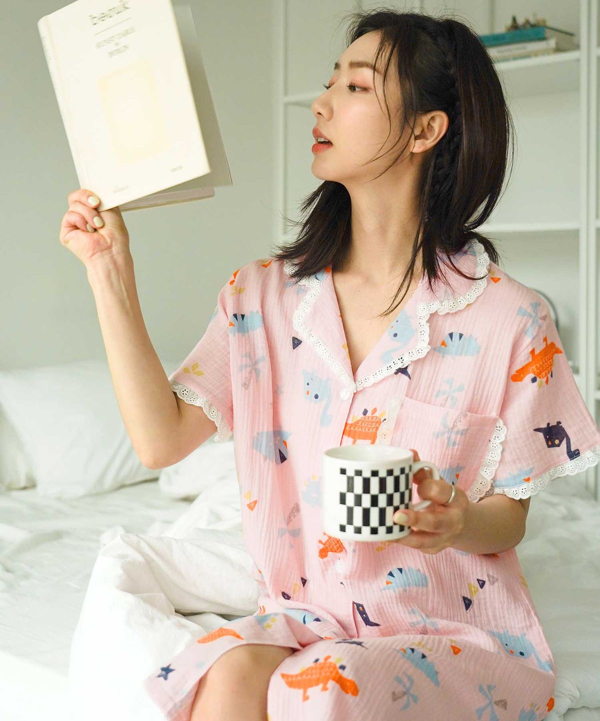 파란(PALAN) 공룡 프릴 단추 원피스 잠옷